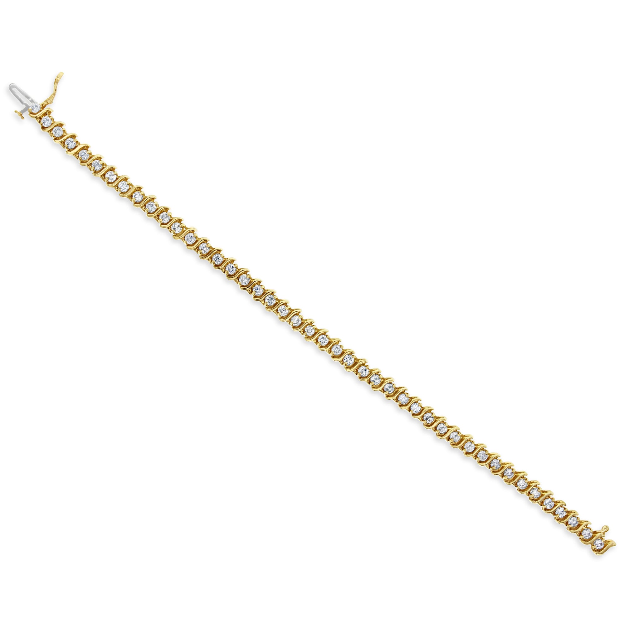 3 Carat Diamond Tennis Bracelet in 14K Yellow Gold - Elegant S-Style Design for Women, Perfect for Weddings, Anniversaries & Special Occasions