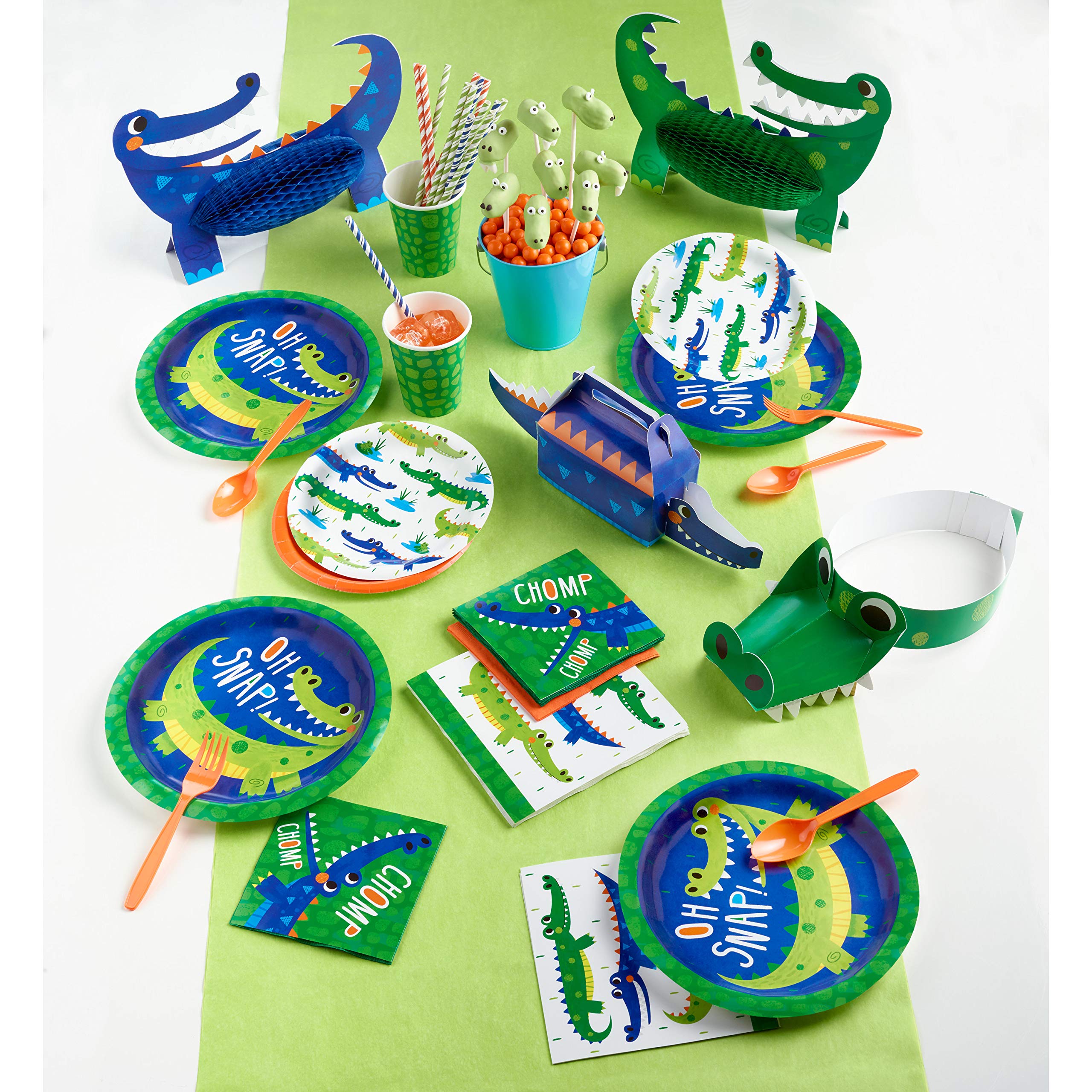 Alligator Birthday Party Dessert Plates - 8 Count Pack | Fun Jungle Theme Party Supplies for Kids Birthday, Baby Shower & Animal-Themed Celebrations