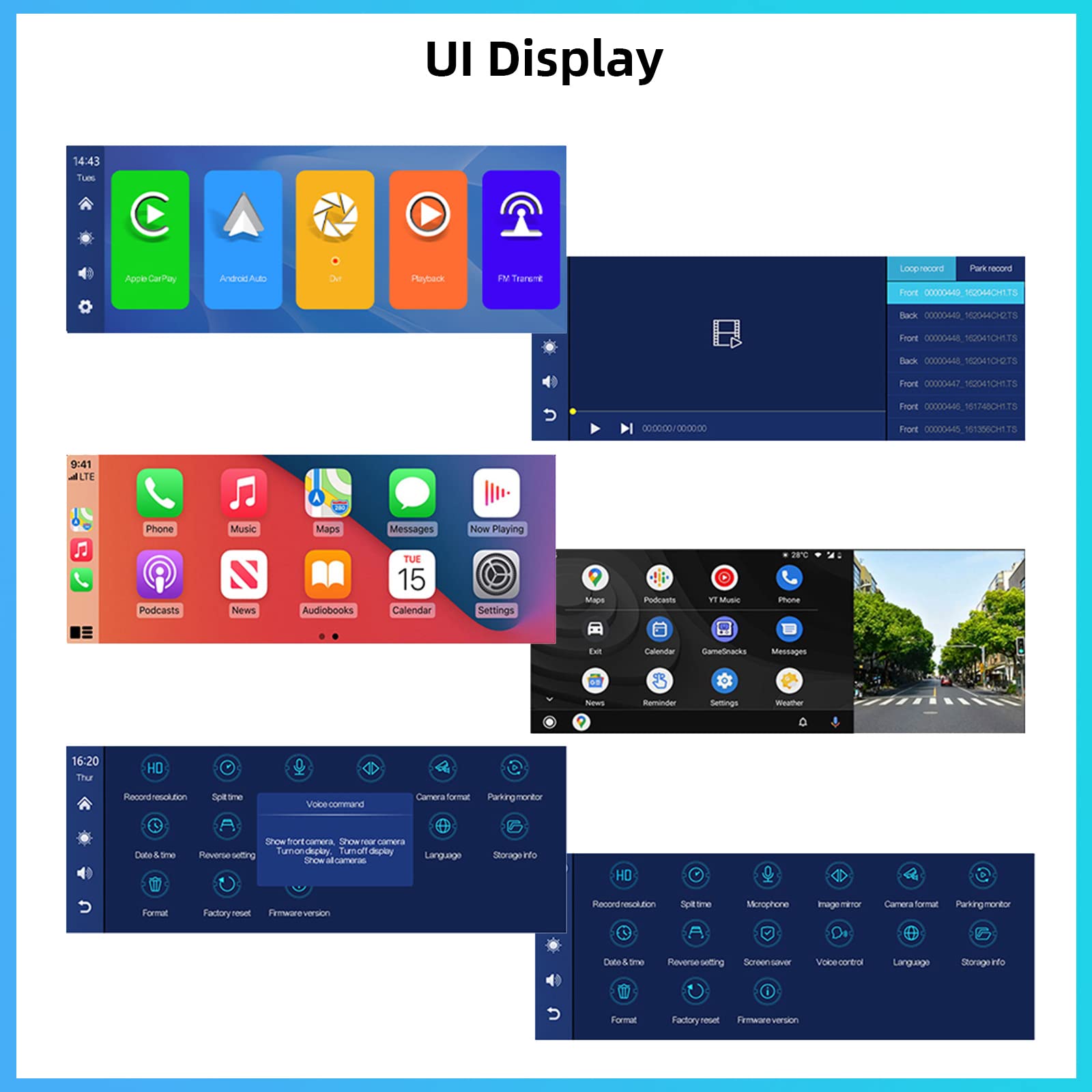 Hodozzy 9.3 Inch Wireless CarPlay & Android Auto Car Stereo with 2.5K Touchscreen, Portable Dash Cam, Bluetooth/FM/AUX/SD/Video Recording/Rear Camera - Perfect for Road Trips & Daily Commutes