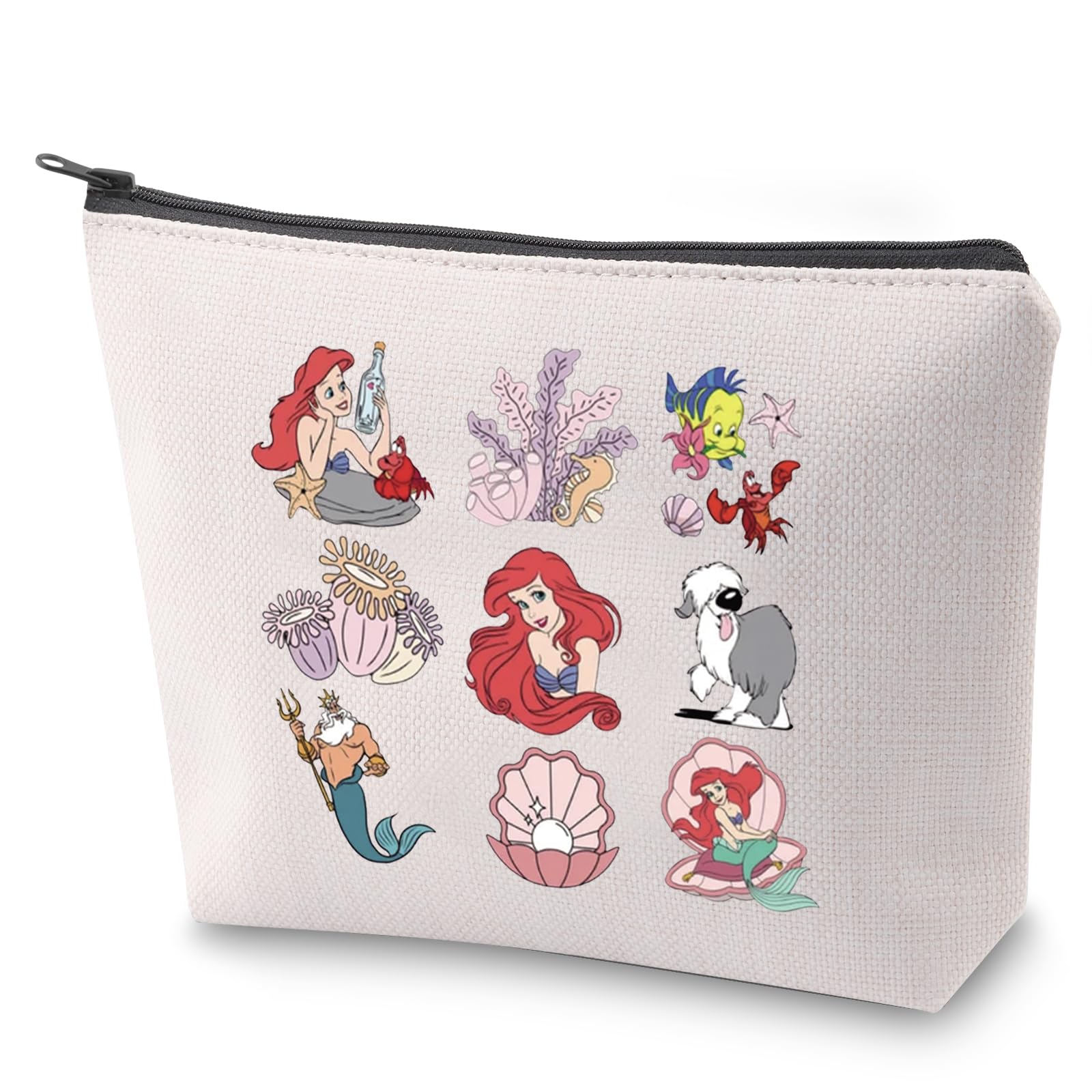 Mermaid Makeup Bag with Zipper - Ariel Inspired Cosmetic Pouch for Travel & Gifts