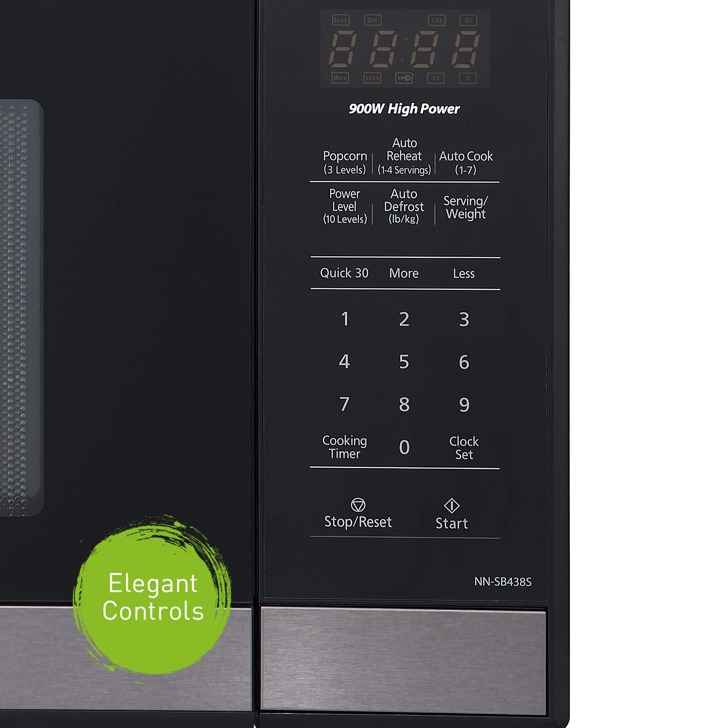 Panasonic NN-SB438S 0.9 cu.ft Compact Microwave Oven with Black Stainless Steel - Perfect for Small Kitchens, Dorms & Office Spaces