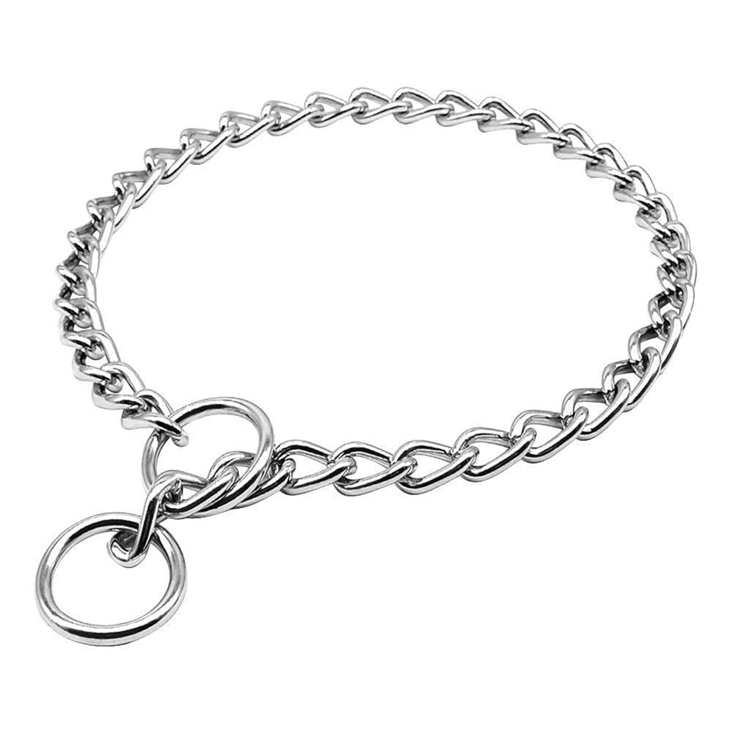 Premium Diamond Cut Silver Dog Choke Chain - Adjustable Training Collar for Small, Medium & Large Dogs (24 inch) - Heavy Duty Metal Pet Training Tool for Obedience & Behavior Control - Perfect for Daily Walks, Grooming & Professional Training Sessions