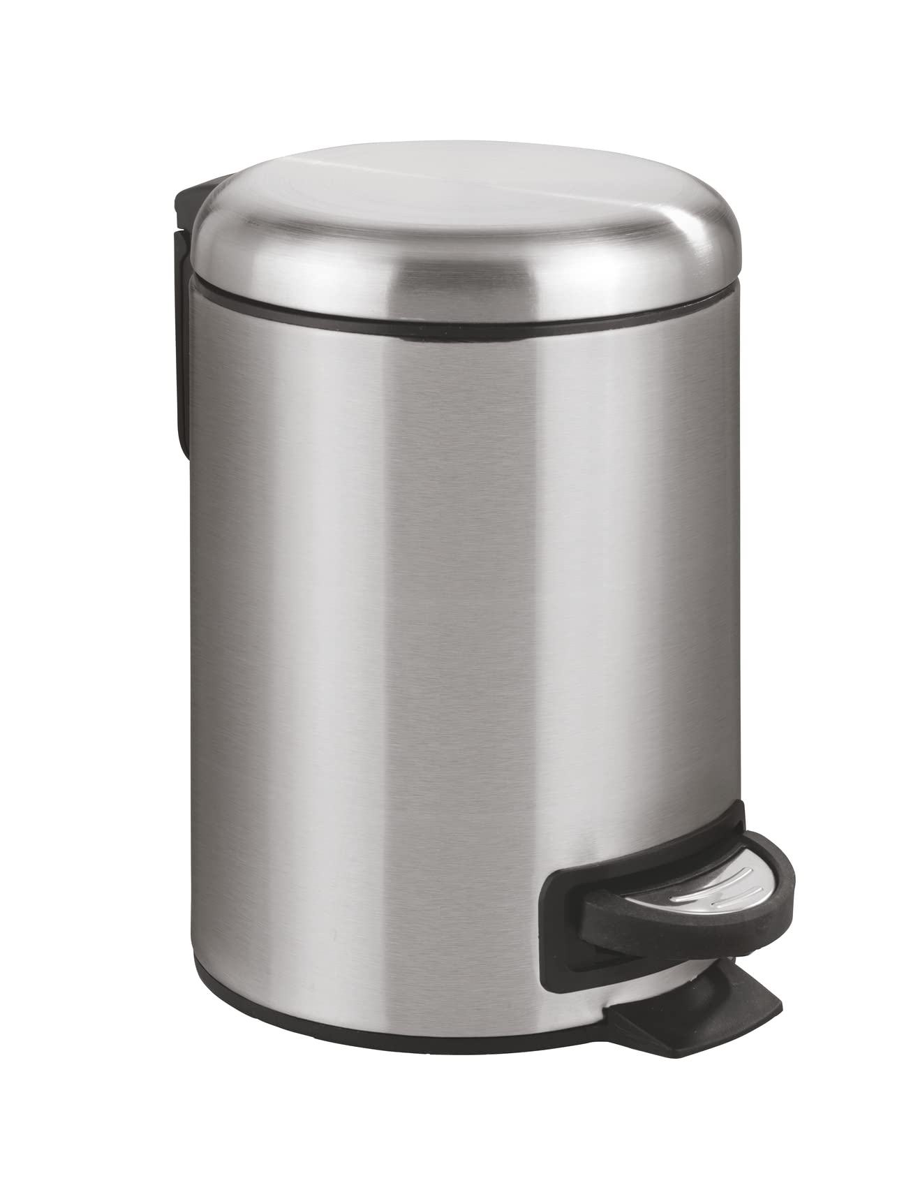 WENKO Small Stainless Steel Trash Can with Lid & Foot Pedal - 0.79 Gallon Bathroom Garbage Bin with Removable Inner Bucket & Soft-Close Lid - Compact Size 9.84