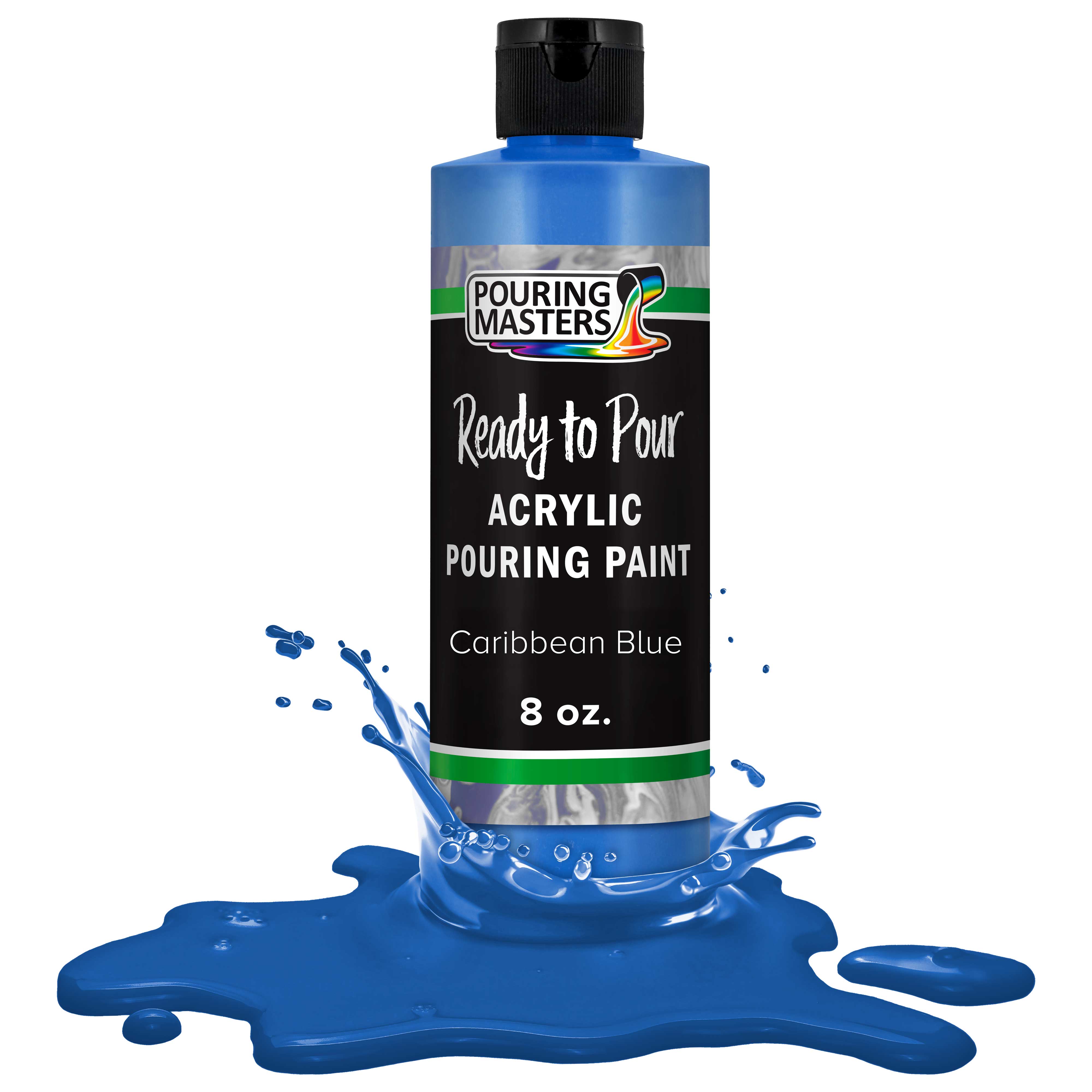 Premium Caribbean Blue Acrylic Pouring Paint - 8oz Ready-to-Use Water-Based Art Paint for Canvas, Wood, Paper, Crafts, Tiles & Rocks - Perfect for Fluid Art, DIY Projects & Home Decor