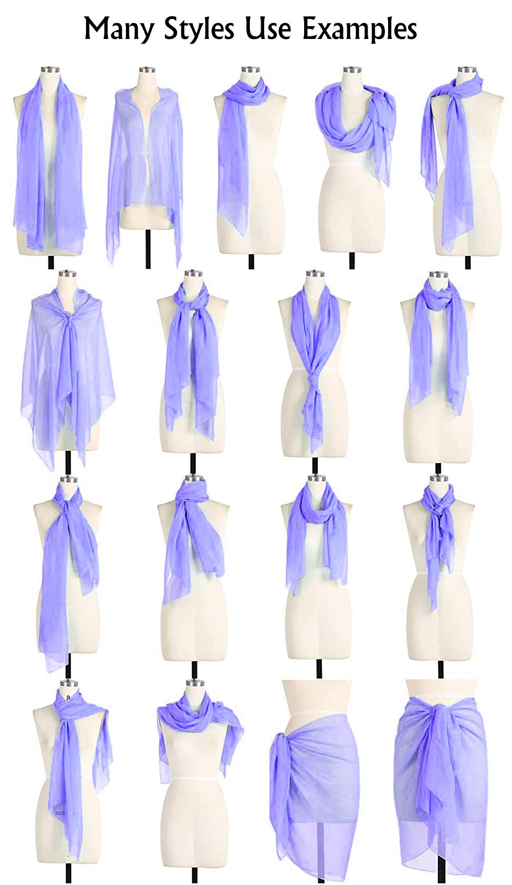 KoC Women's Chiffon Fashion Scarf - Long Elegant Shawl, Veil Stole & Beach Wrap Coverup - Perfect for Travel, Weddings, and Summer Outfits