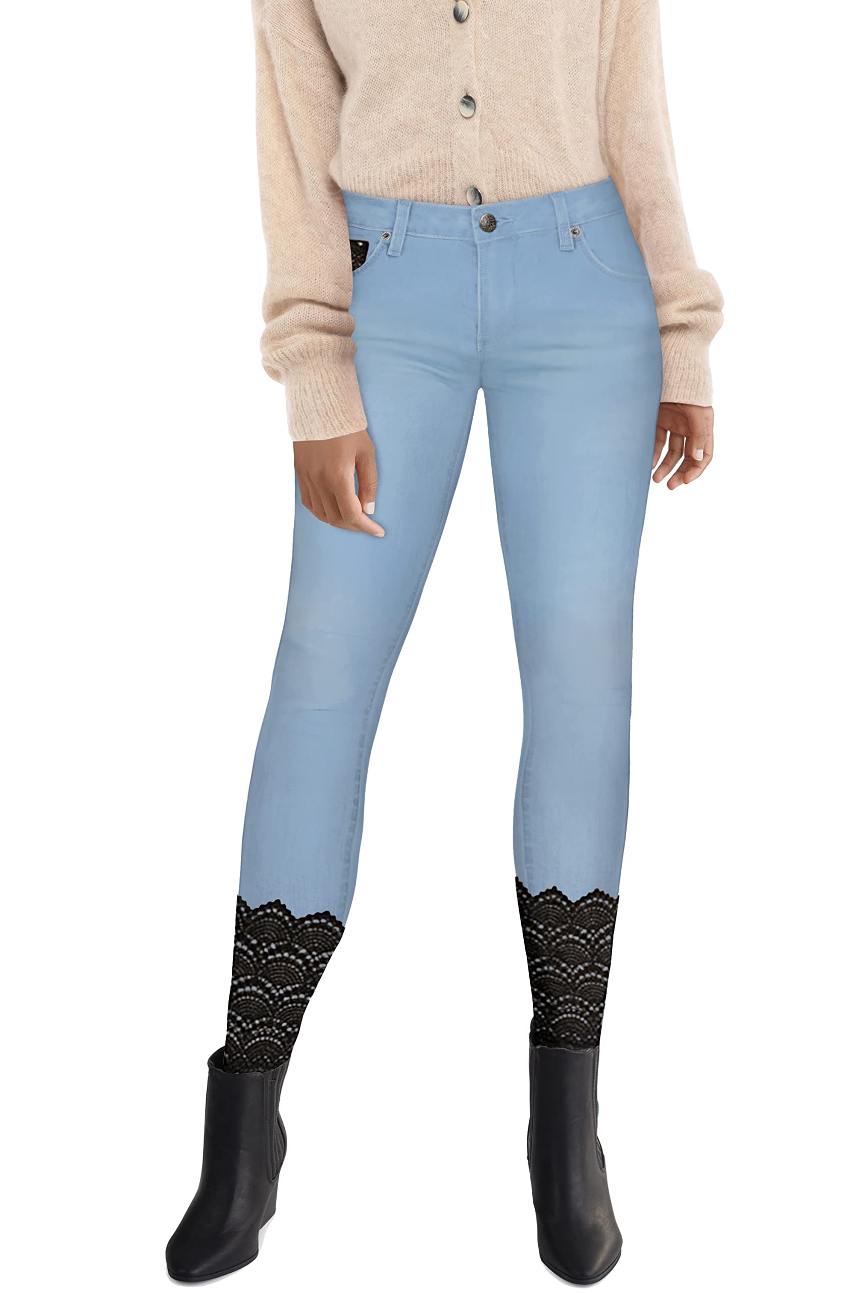 Hybrid & Company Women's Butt Lift Super Comfy Stretch Ripped Skinny Jeans - High Waisted Denim Pants for Casual Outfits & Night Out