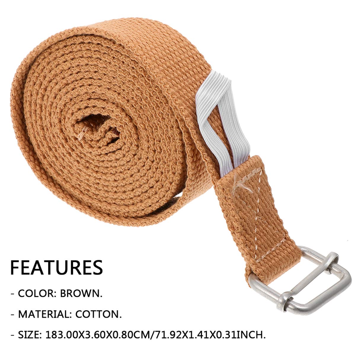 BESPORTBLE Adjustable Cotton Yoga Strap with Metal D-Ring Buckle - Stretch Band for Pilates, Fitness, Home Workout & Exercise - Perfect for Yoga Poses, Stretching & Physical Therapy (Brown)