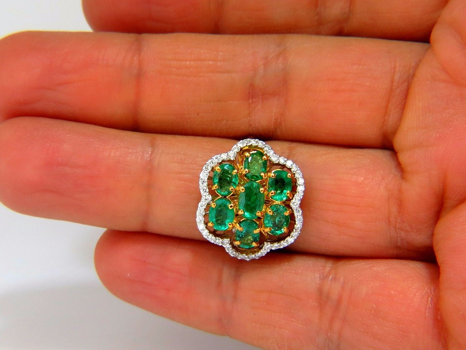 3.02 Carat Natural Oval Emerald Diamond Cocktail Ring in 14K Gold (G/VS) - Perfect for Evening Parties, Weddings & Special Occasions