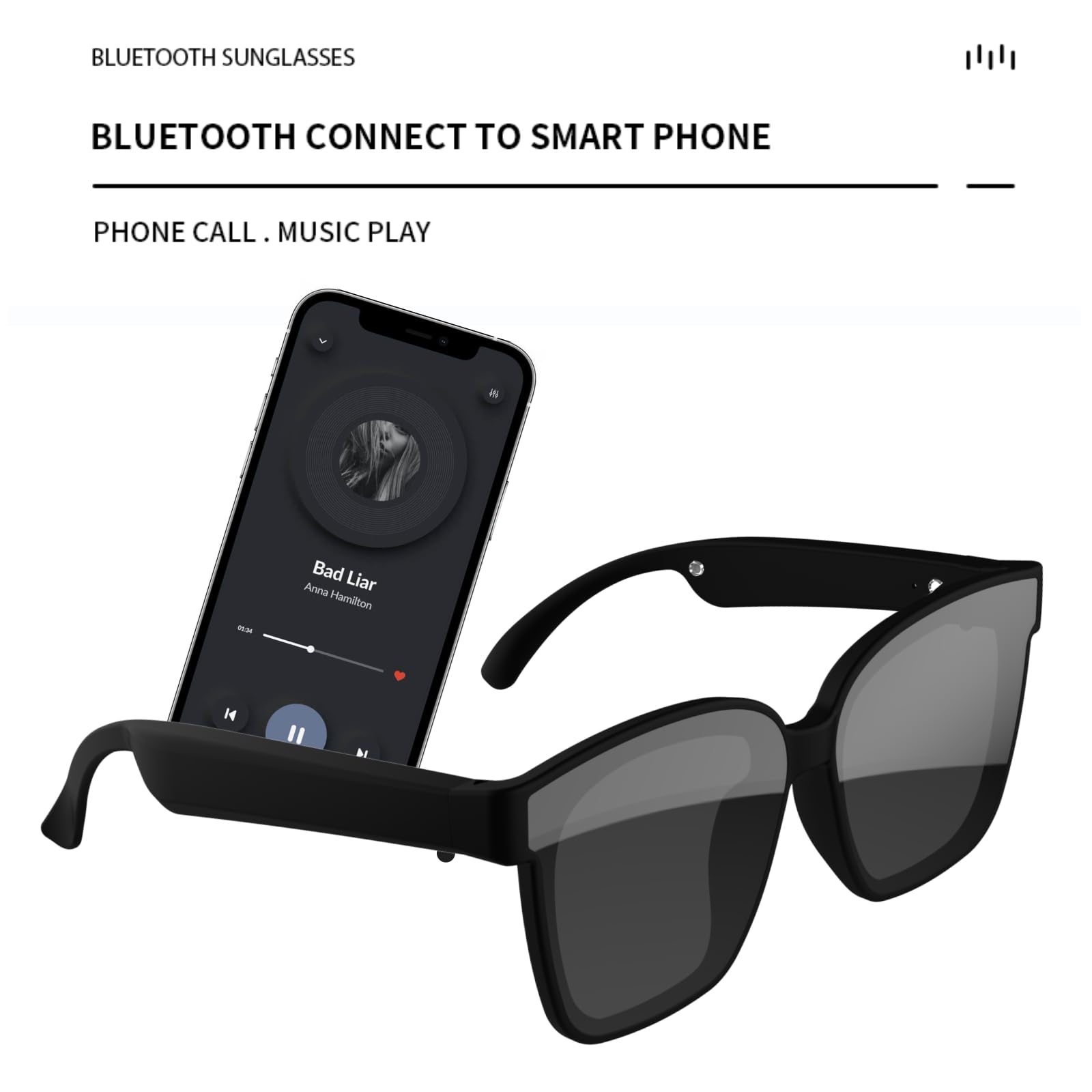 Smart Glasses with Wireless Bluetooth, Built-in Mic & Speakers, Voice Assistant, UV Protection Sunglasses - Perfect for Driving, Running & Outdoor Activities