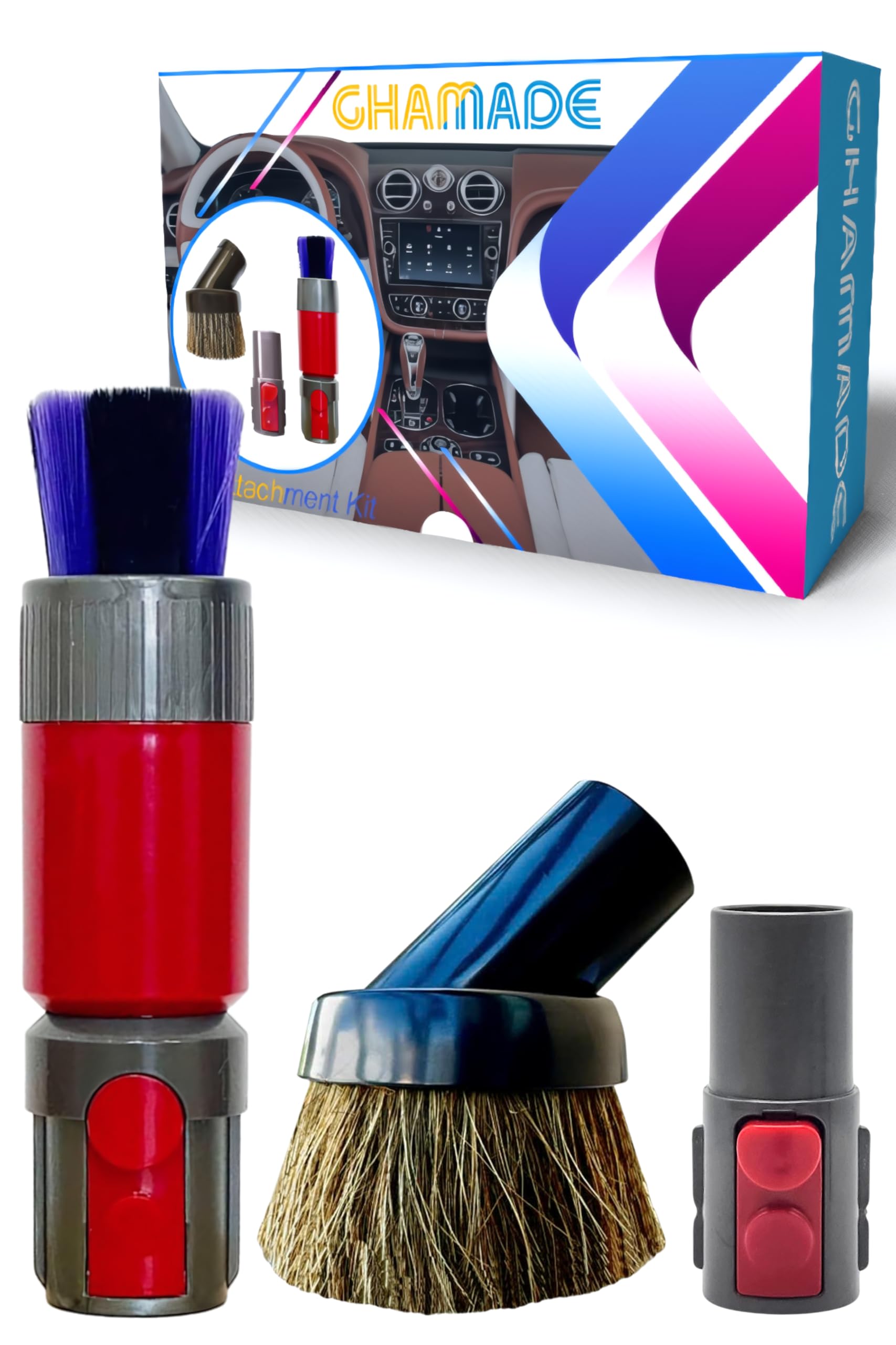 Premium Dyson Vacuum Brush Attachments for Car Detailing, Figurines & Furniture - Traceless Dust Brush & Horsehair Dusting Brush for V7 V8 V10 V11 V15 - Perfect for Auto Interiors, Collectibles & Home Decor Cleaning