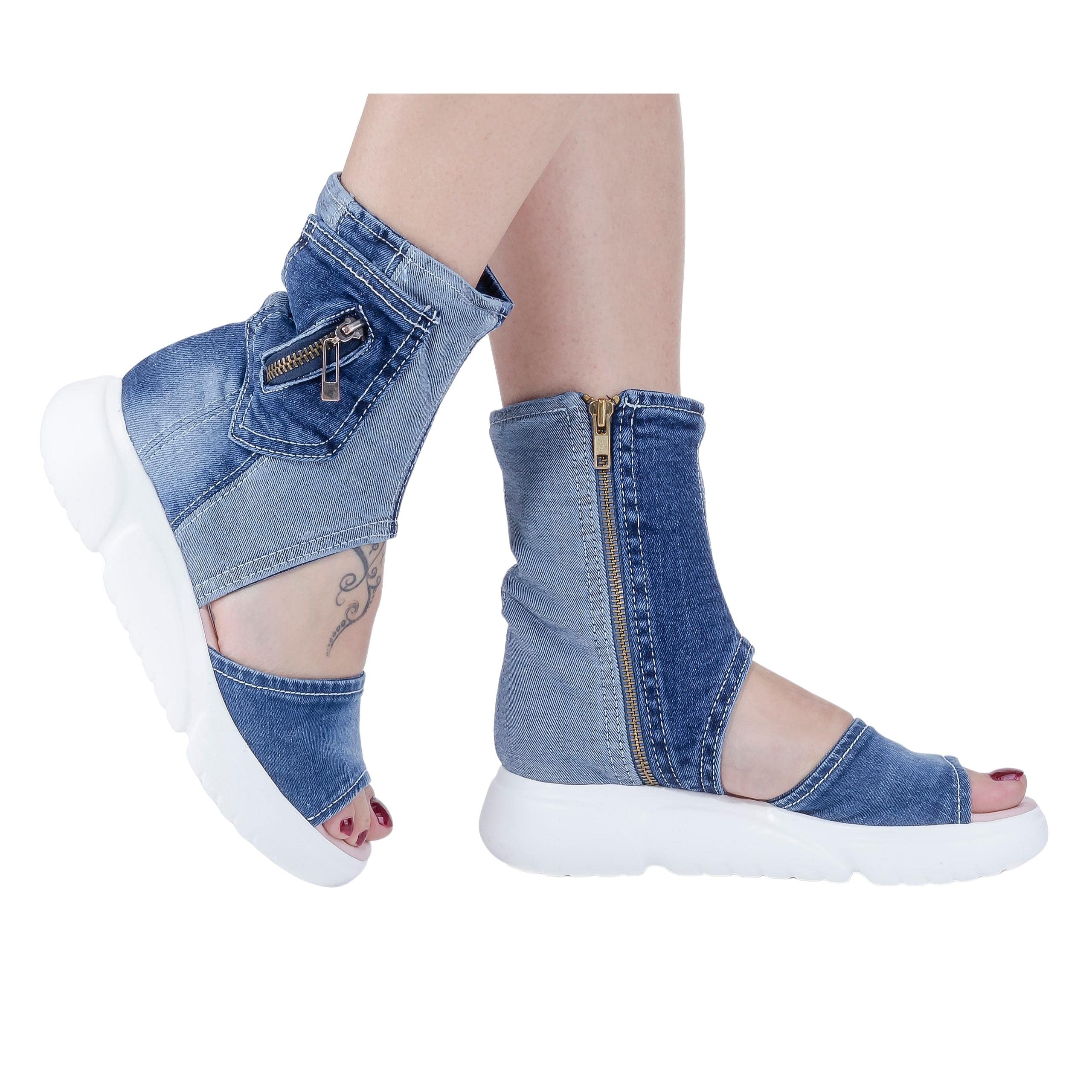 Handmade Women's Sandals Jeans Sports Shoes - Comfortable Blue Casual Sneakers for Walking, Running & Valentine's Day Gift | Perfect for Outdoor Activities, Gym Workouts & Daily Wear