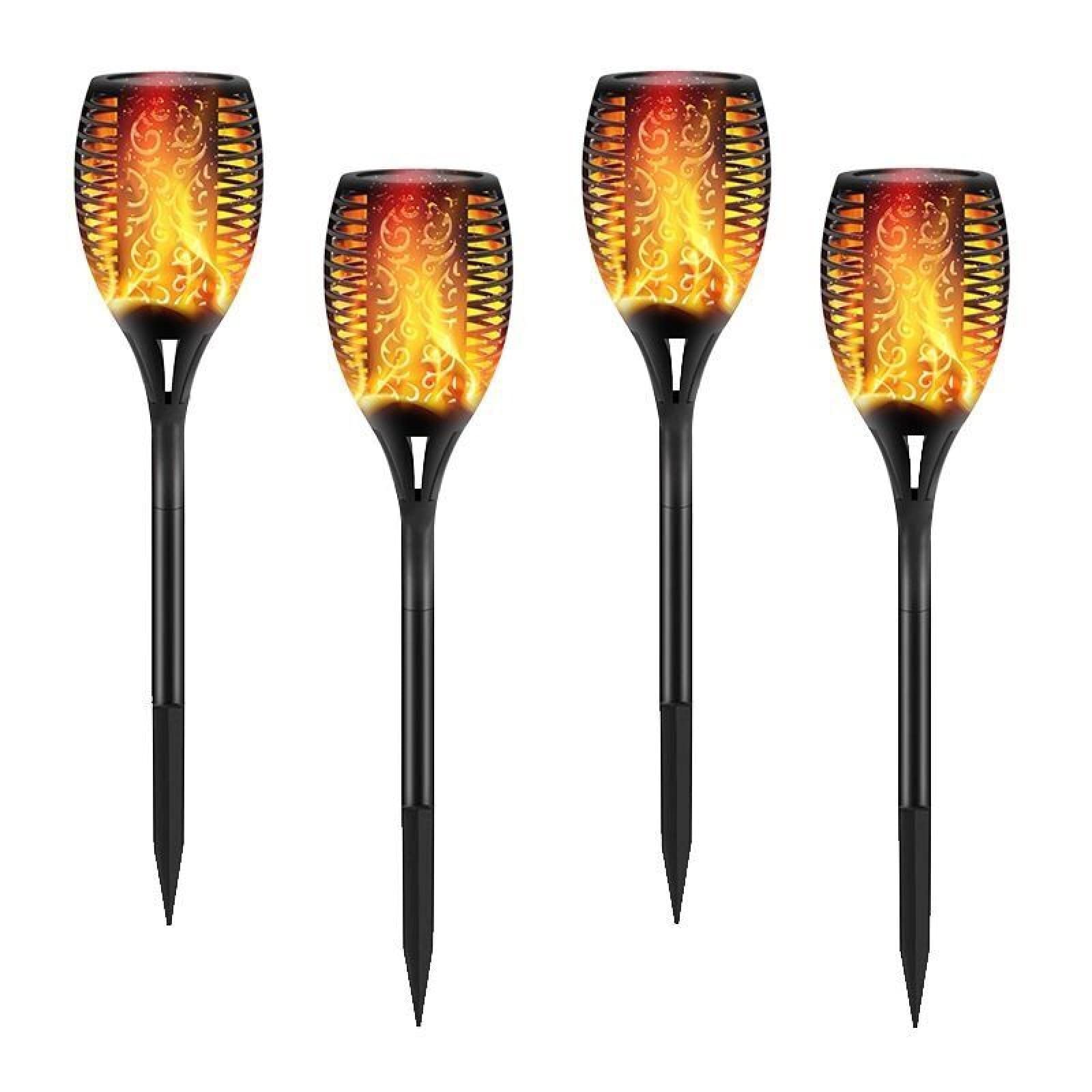 7V7 Solar Flame Lamp - 4 Pack Solar Path Lights for Garden & Outdoor Decor - 12 LED Waterproof Landscape Lighting for Pathways, Patio, Yard, Festival & Party Atmosphere (Warm White)