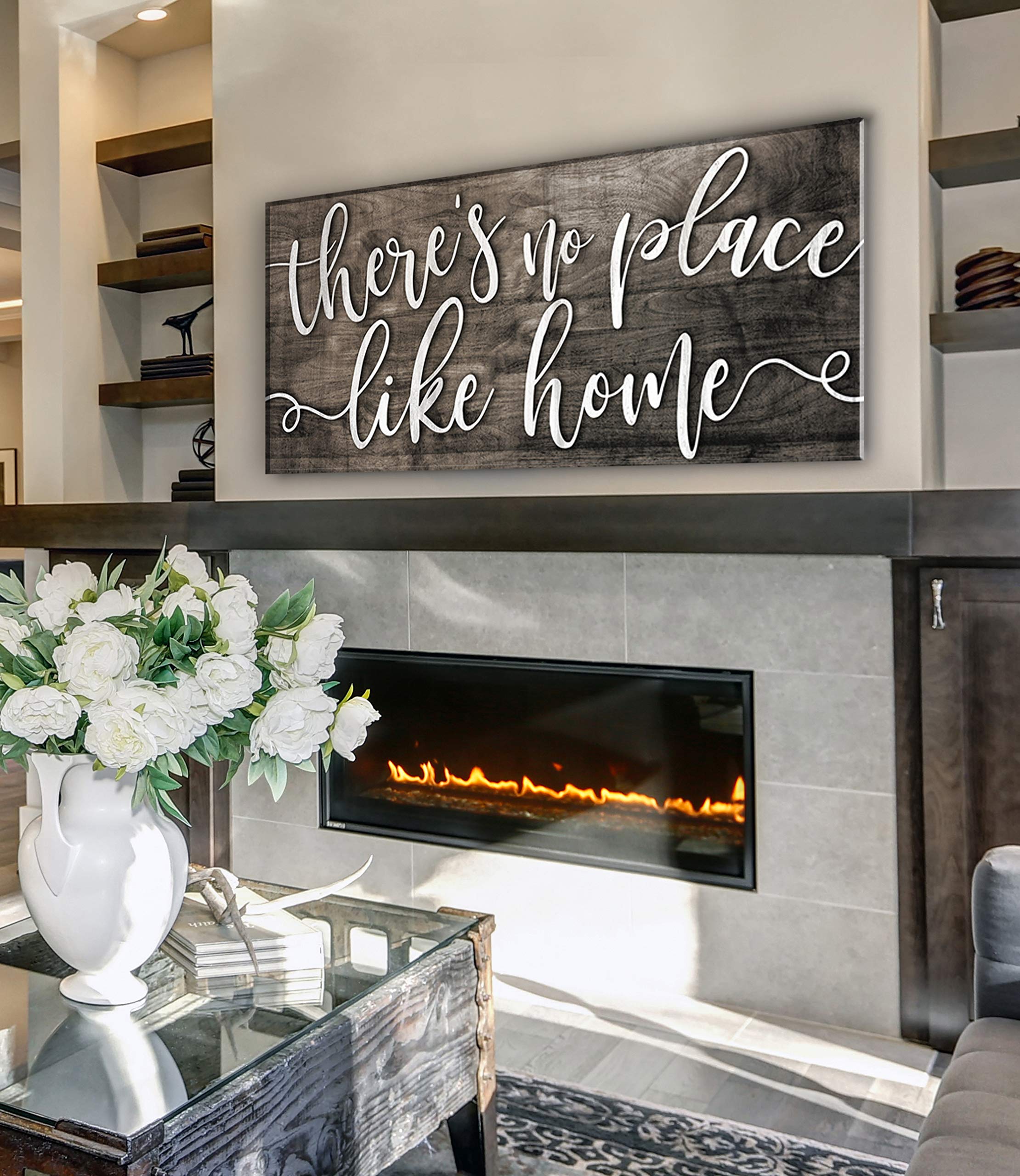 Artistic Home Wall Decor - 'There's No Place Like Home' Rustic Wood Sign (60x27 Inches, Brown) - Perfect for Living Room, Housewarming Gifts & Farmhouse Style Interior Design | Great for Cozy Living Spaces, Wedding Presents & Rustic Home Decoration