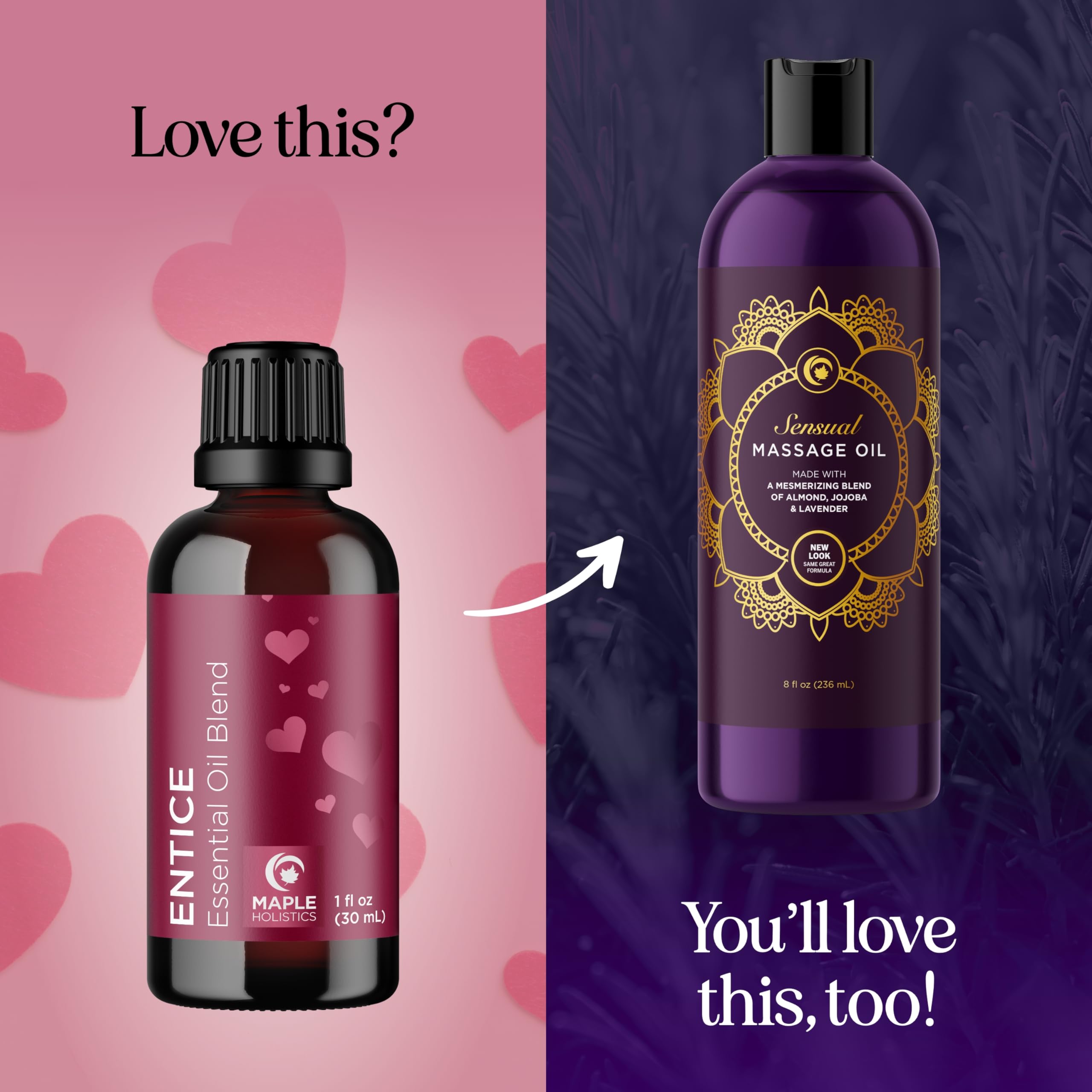 Passionate Romance Essential Oil Blend - Lavender, Palmarosa, Clary Sage & Ylang-Ylang Aromatherapy Oil for Diffusers - Couples Massage & Relaxation Gift Set - Perfect for Date Nights & Romantic Evenings