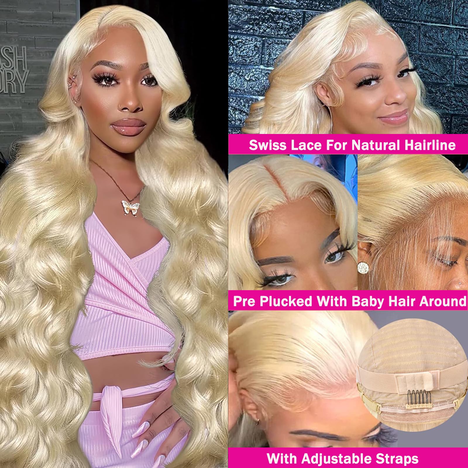 30 Inch 613 Blonde Lace Front Wig - 13x6 HD Lace Human Hair Wig with Pre-Plucked Hairline & Baby Hair - 200% Density Body Wave Glueless Wig for Daily Wear, Cosplay & Special Occasions