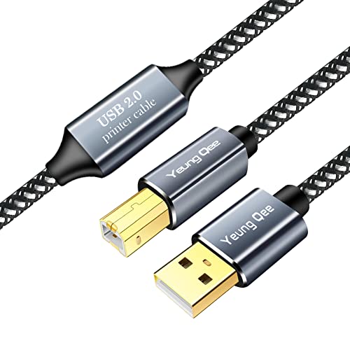 65ft USB Printer Cable - High Speed USB 2.0 A Male to B Male Scanner Cord for HP, Canon, Epson, Dell, Brother, Xerox, Samsung Printers - 20M Long Cable for Home Office & Commercial Printing Needs
