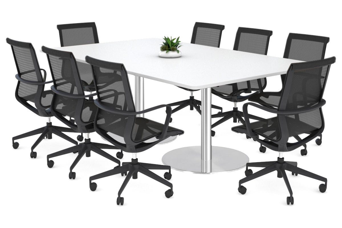 Premium Sapphire Disc Base Boardroom Rectangle Table - 1800L x 1100W with Rounded Corners - Elegant Conference Table for Office Meetings & Executive Workspaces