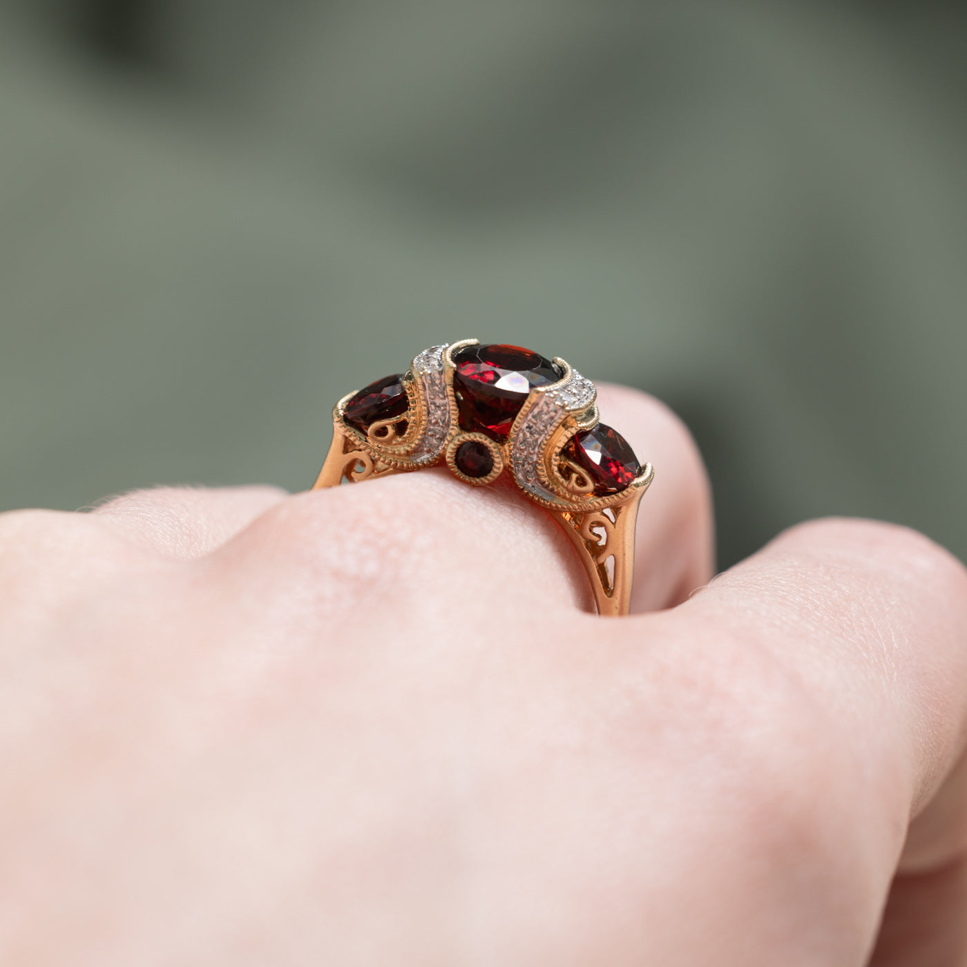 Elegant Garnet & Diamond Cocktail Ring - 3.90ctw Garnet & 0.14ctw Diamond - Size 9.5 - Perfect for Evening Parties, Weddings & Special Occasions