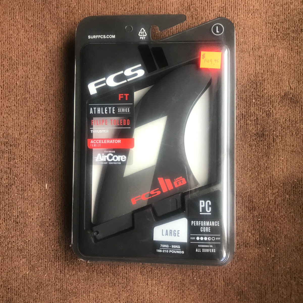 FCS II THRUSTER Surfboard Fin - Filipe Toledo Pro Model - Large Size for High-Performance Surfing - Perfect for Shortboards and Performance Waves