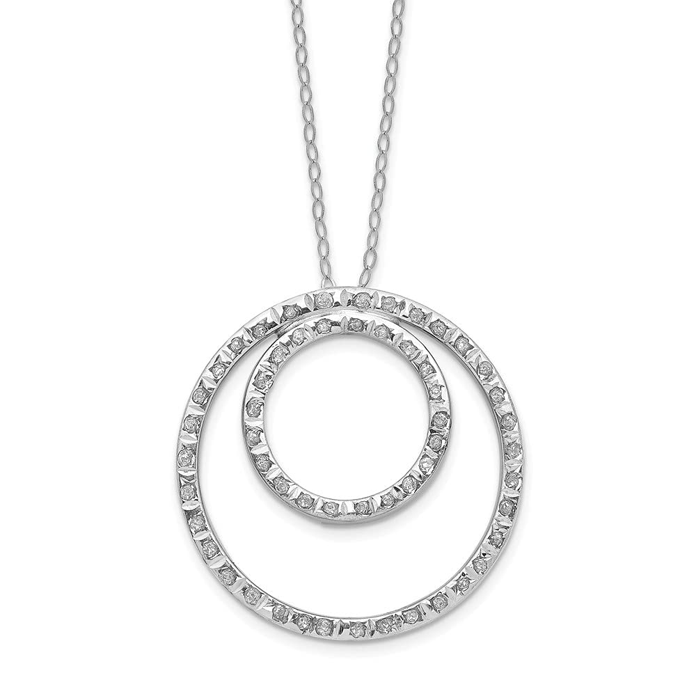 14K White Gold Diamond Double Circle Pendant Necklace for Women - Elegant Layering Jewelry for Weddings, Anniversaries & Special Occasions