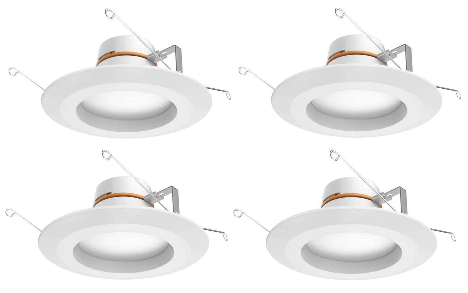 Commercial Electric 5/6 Inch White Integrated LED Energy Star Color Changing Recessed Trim Downlight - 8 Pack - Dimmable Ceiling Lighting for Kitchen, Bathroom, Living Room & Bedroom