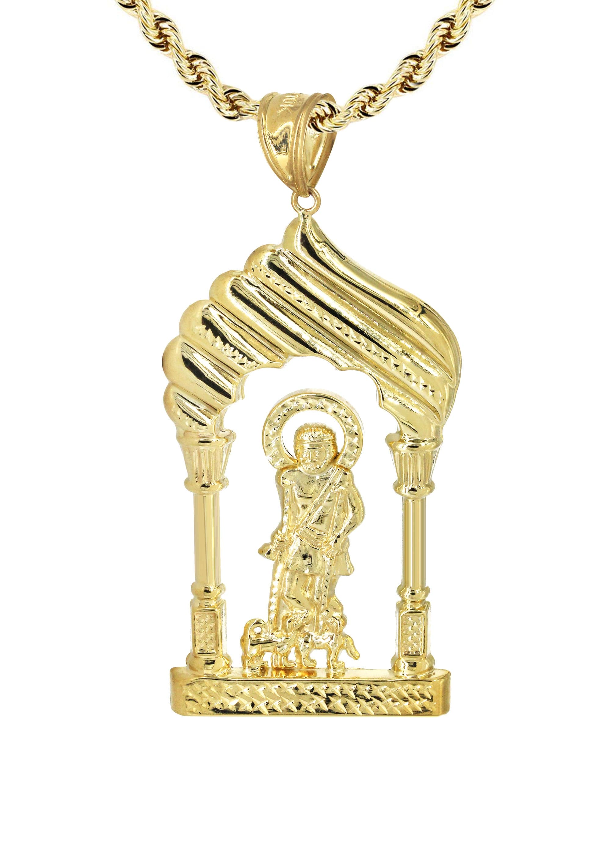 10K Yellow Gold Saint Lazaro Necklace for Women - 19 Grams Fine Jewelry - Perfect for Gifts, Weddings & Special Occasions