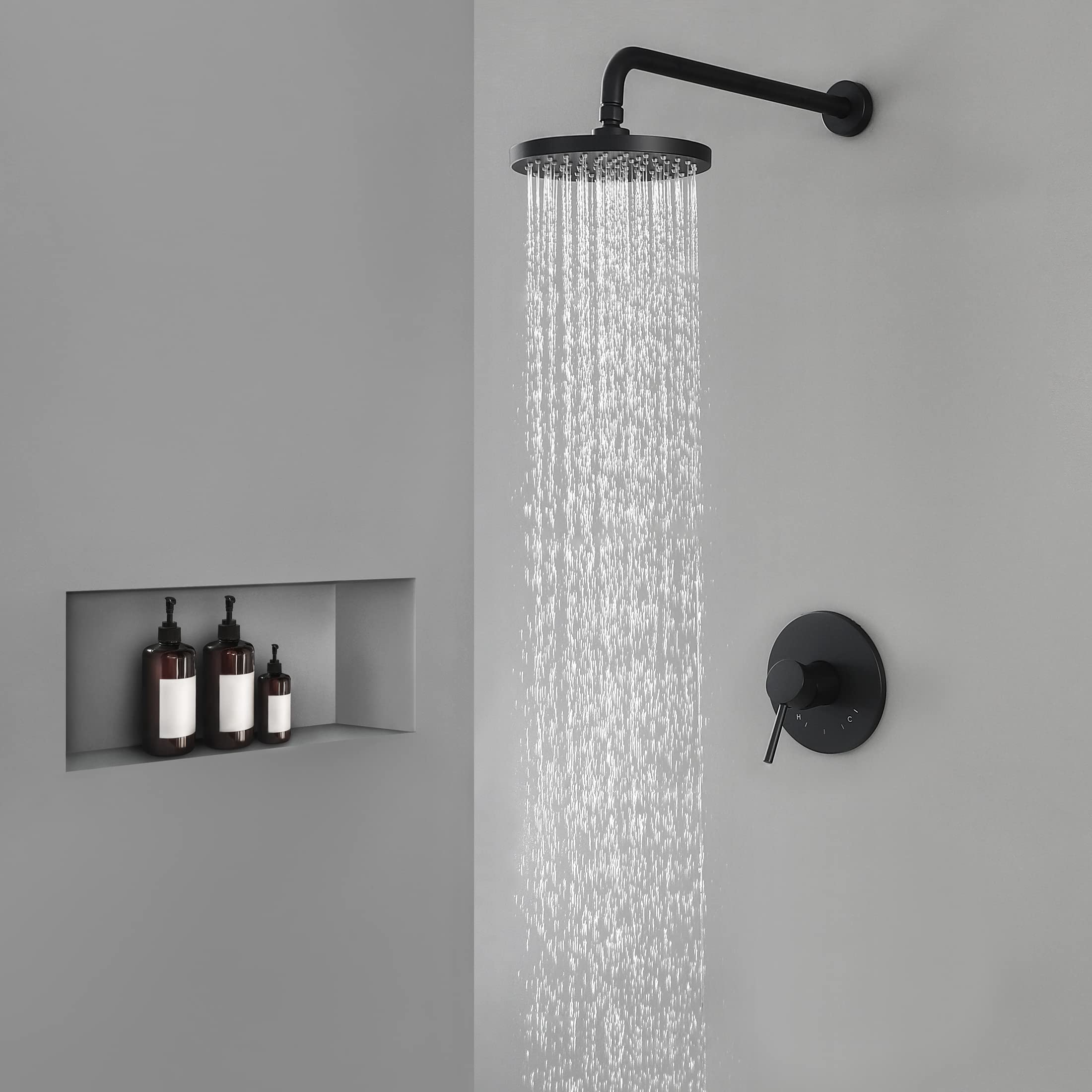 Premium KES Black Shower System - Complete Wall Mount Rain Shower Head with Pressure Balance Valve & Trim Kit (Model XB6202F18-BK) - Perfect for Modern Bathroom Renovations & Spa-Like Shower Experience