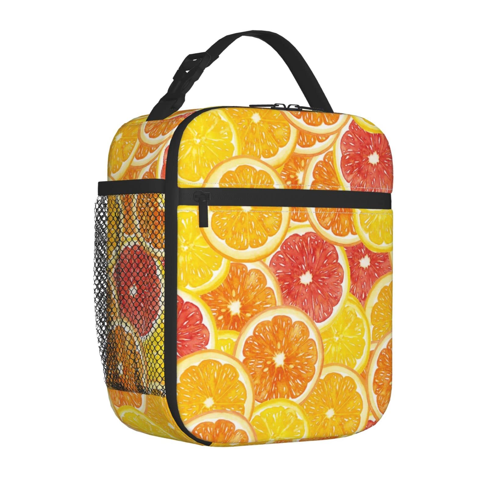 Tangerine Insulated Lunch Bag - Reusable Cooler Lunch Box for Women & Men, Leak-Proof Lunch Tote with Side Pocket for School, Office, Travel, Picnic & Outdoor Activities | Perfect for Work Lunch, Beach Trips & Camping