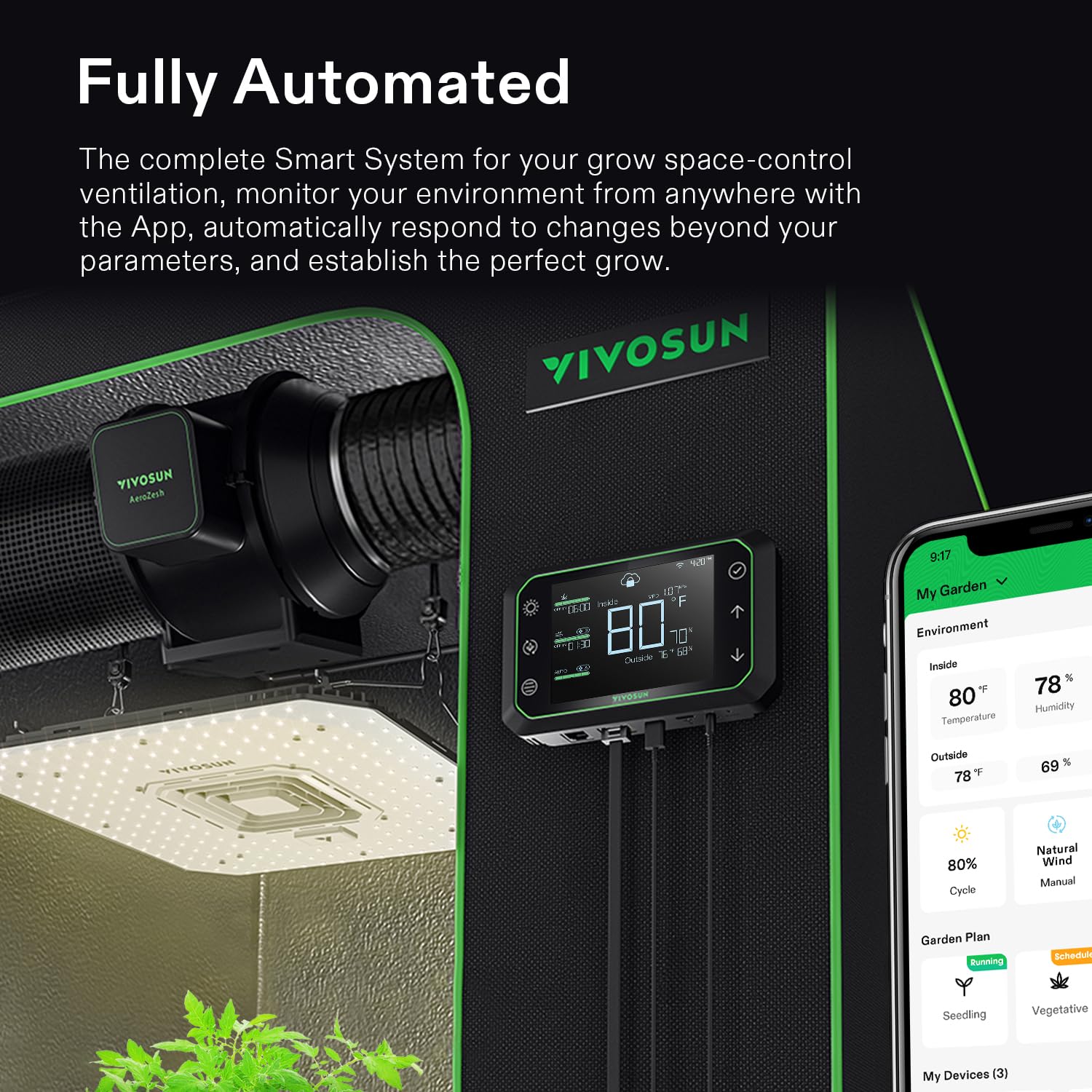 VIVOSUN GrowHub Controller E42A - Smart WiFi Grow Tent Environmental Controller with Temperature, Humidity, VPD, Timer & Scheduling for Indoor Hydroponics, Greenhouse & Plant Growth - Perfect for Grow Lights, Ventilation & Climate Control