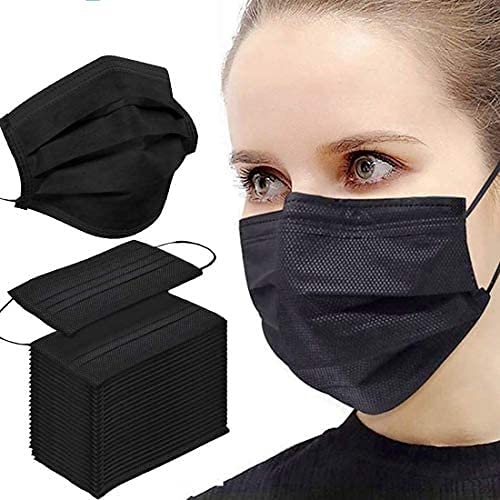 Disposable 3-Ply Surgical Face Mask with Nose Pin & Adjustable Earloop - Soft, Breathable, Medical Grade (Pack of 20, Black) - Ideal for Healthcare, Travel & Daily Protection