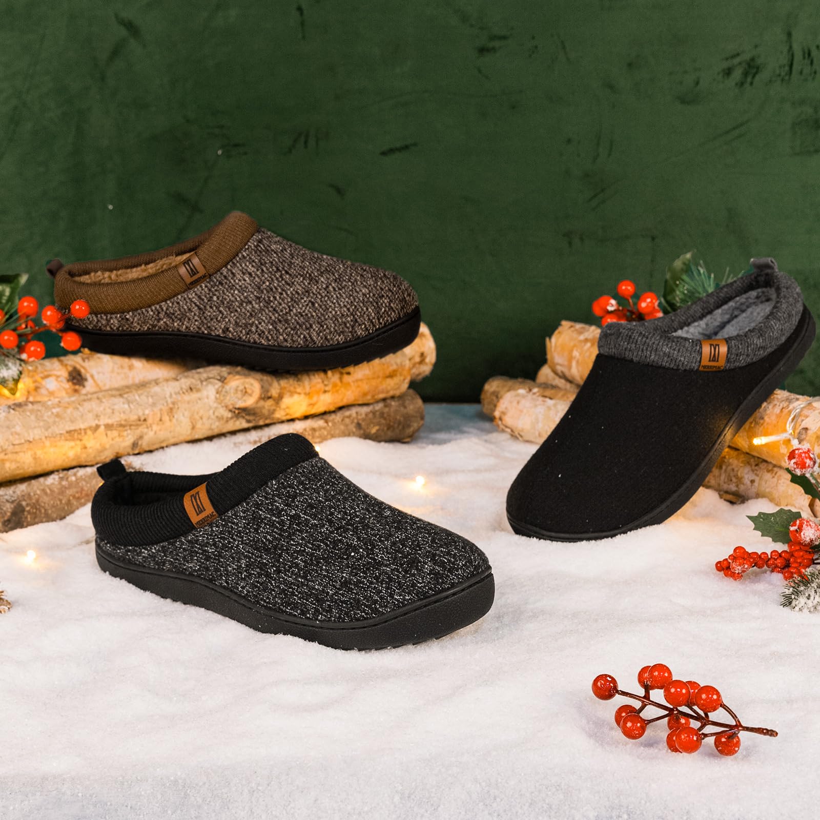 MERRIMAC Men's Slip-on Slippers - Memory Foam House Shoes for Indoor Comfort & Non-Slip Safety - Perfect for Lounging at Home, Relaxing & Light Housework