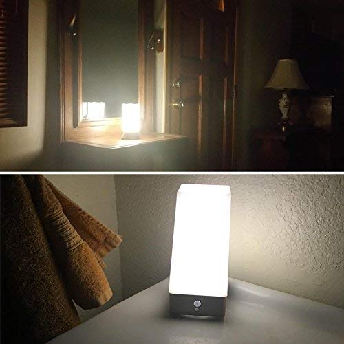 2-Pack Square Retro LED Night Light with Wireless PIR Motion Sensor - Battery Powered Bedside Lamp for Living Room, Bedroom, Bathroom, Hallway & Kitchen - Perfect for Nighttime Safety and Convenience