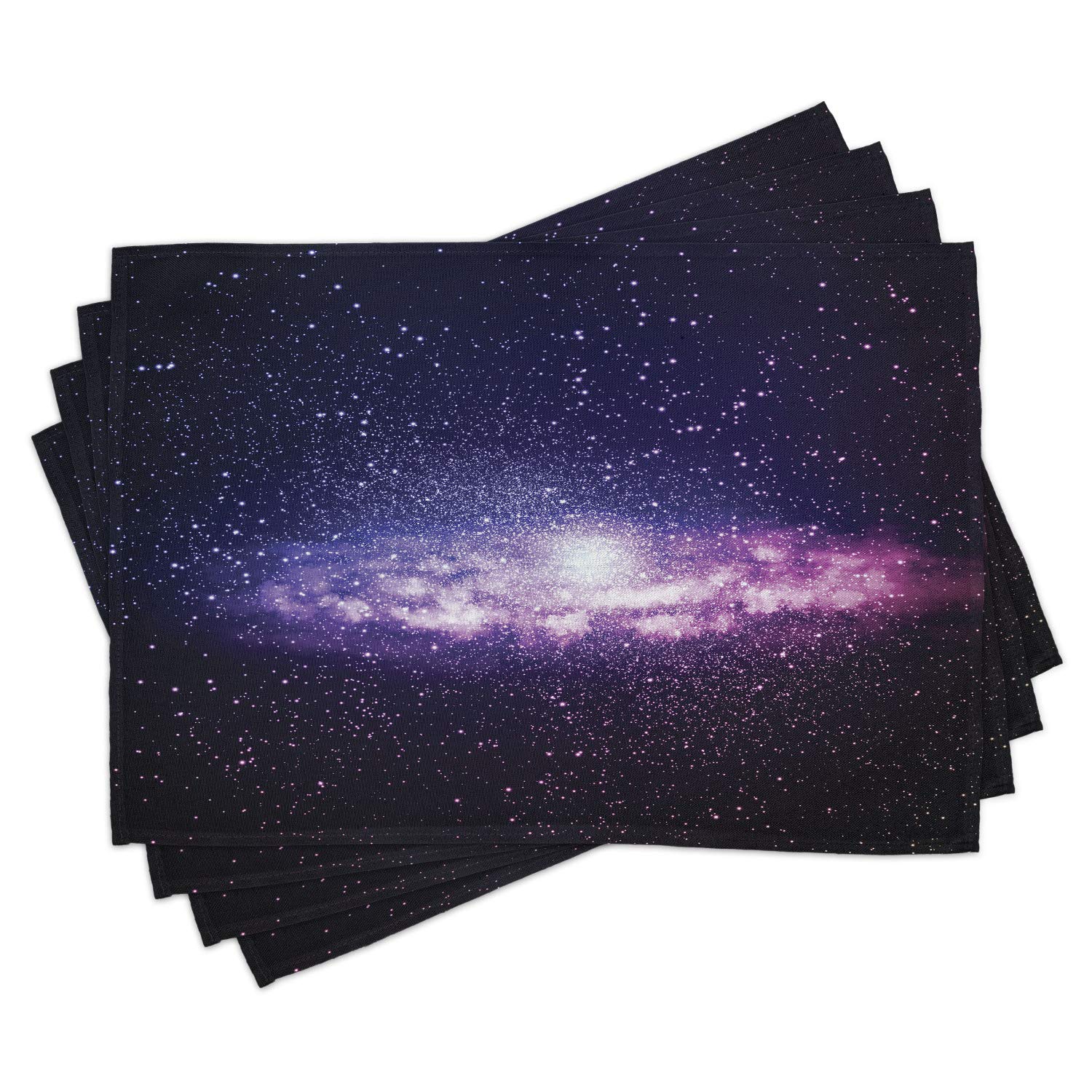 Ambesonne Galaxy Place Mats Set of 4 - Nebula & Milky Way Space Design Washable Fabric Placemats for Dining Table, Kitchen Decor in Purple & Dark Blue | Perfect for Dinner Parties, Holiday Gatherings & Cosmic-Themed Home Decor
