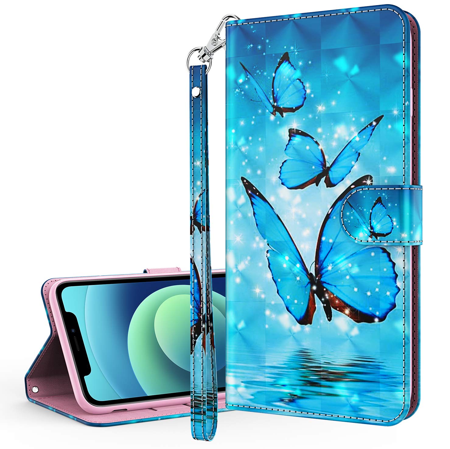 Samsung Galaxy A81/Note 10 Lite Wallet Case - 3D Butterfly Painting Leather Flip Stand Cover with Card Slots Holder | Perfect for Daily Use, Travel & Business Meetings