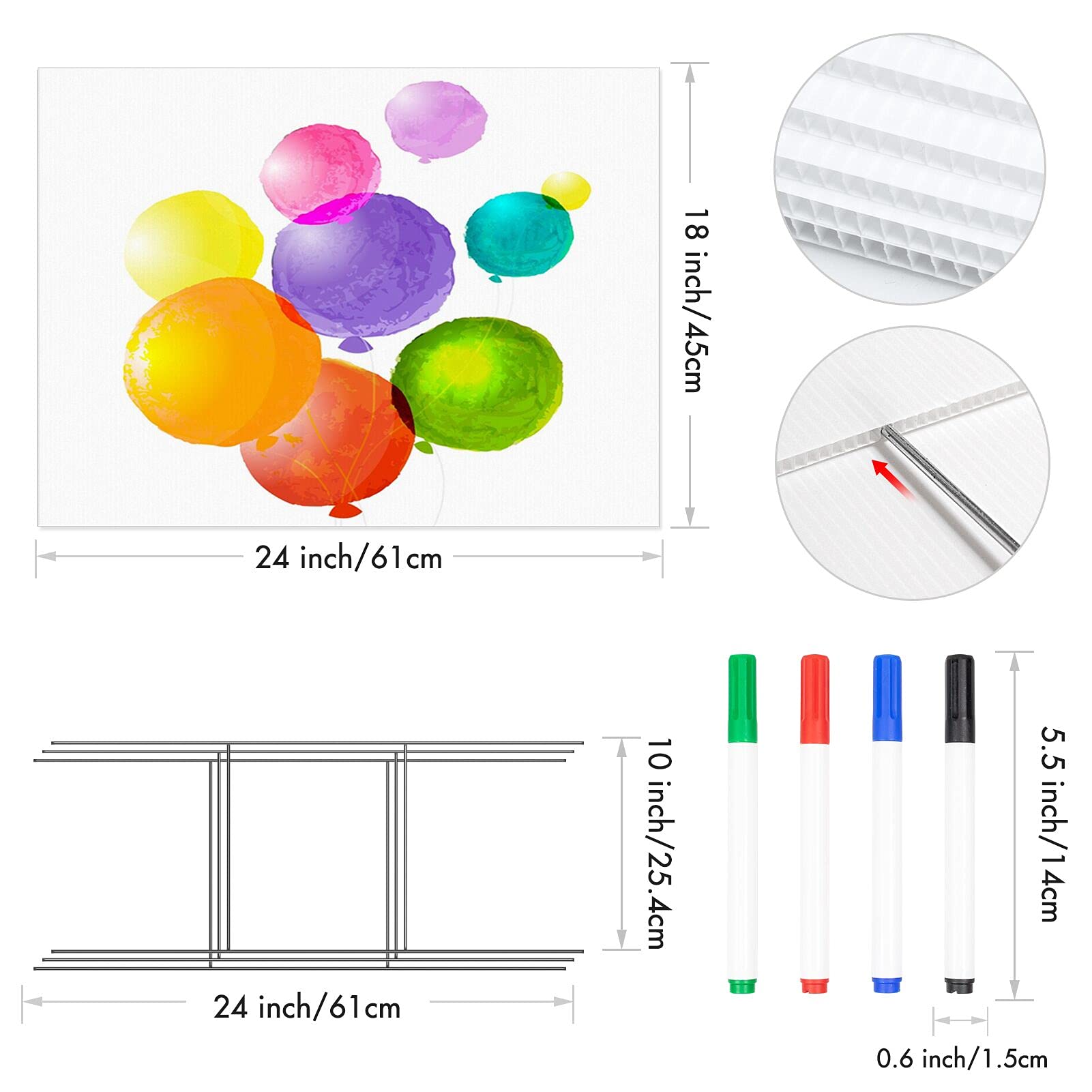 6 Pack 18x24 Inch White Corrugated Plastic Yard Signs with Stakes for Garden, Garage Sales & Parties