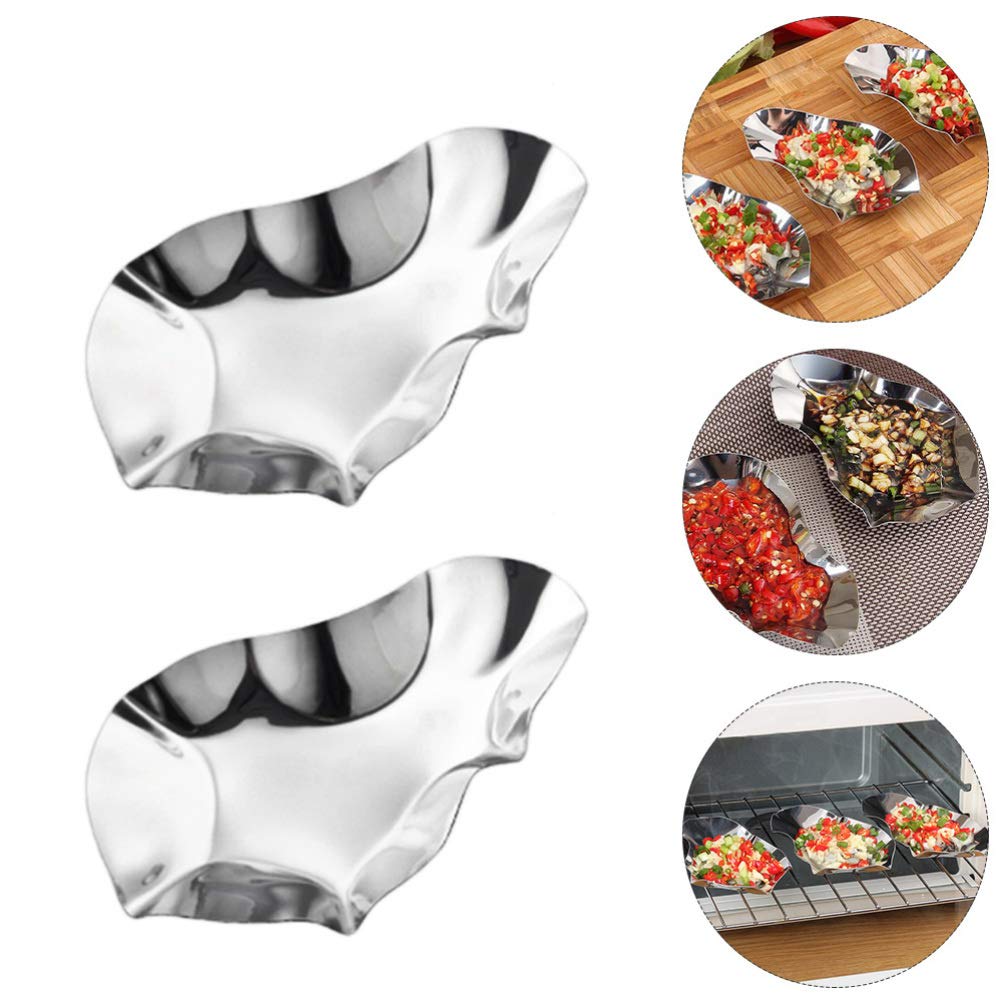 Premium Stainless Steel Oyster Shell Dishes Set of 2 - Unique Sauce Bowls for Oysters, Dipping, Seasoning & Baking | Perfect for Seafood Restaurants, Home Dining & Party Serving