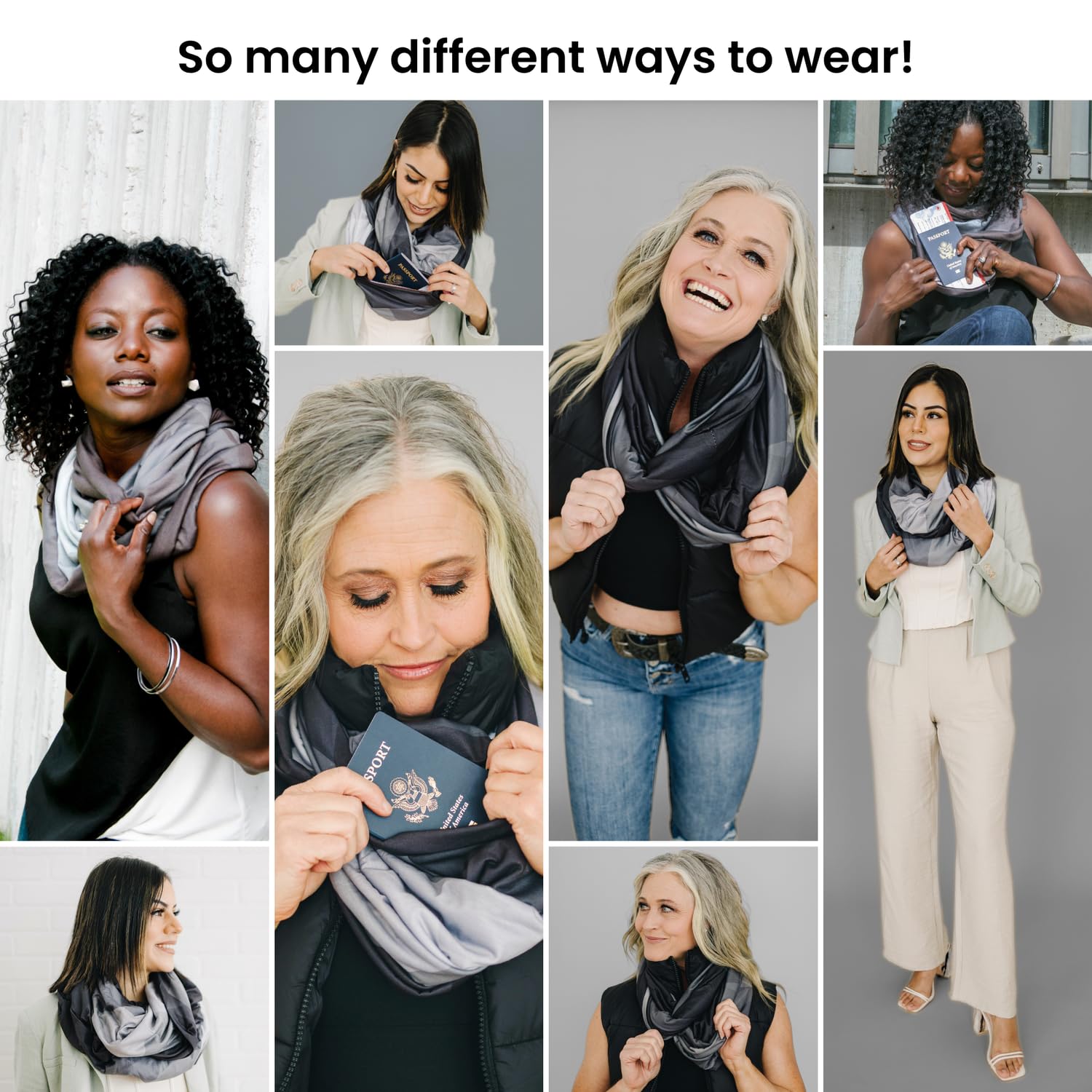 Waypoint Goods Infinity Travel Scarf with Hidden Zipper Pocket for Women - Lightweight Cotton Bamboo Blend - Perfect for Airplane Travel, Commuting & Outdoor Adventures