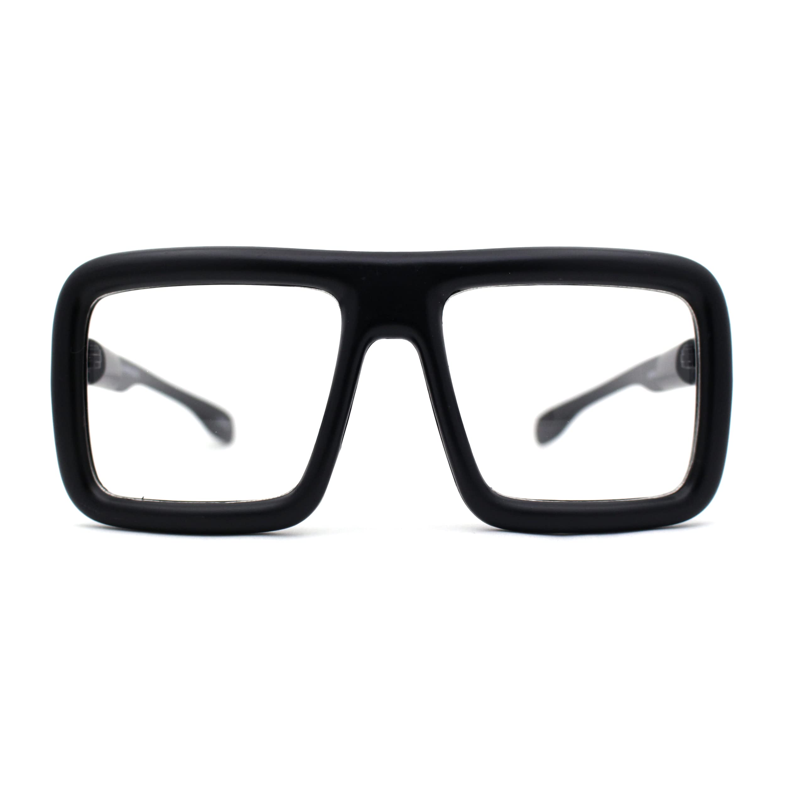 Thick Bubble Bevel Rim Oversize Rectangle Flat Top Clear Lens Eyeglasses - Trendy Retro Glasses for Women & Men, Perfect for Reading, Fashion Accessories, and Costume Parties