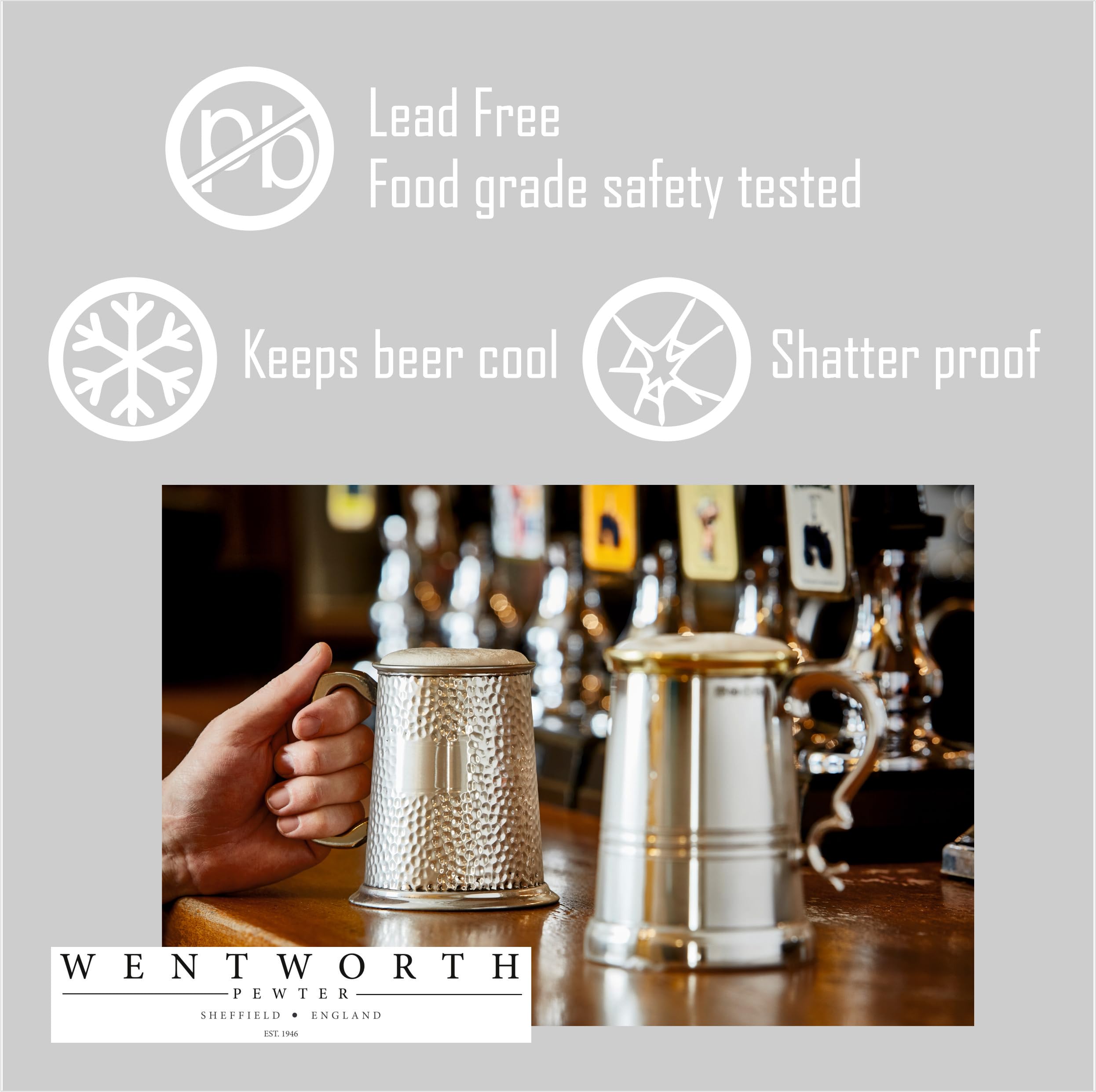 1 Pint Pewter Tankard with Glass Base - Authentic Shilling Style for Beer, Ale & Home Bar Decor | Perfect for Gifts, Parties & Medieval Themed Events