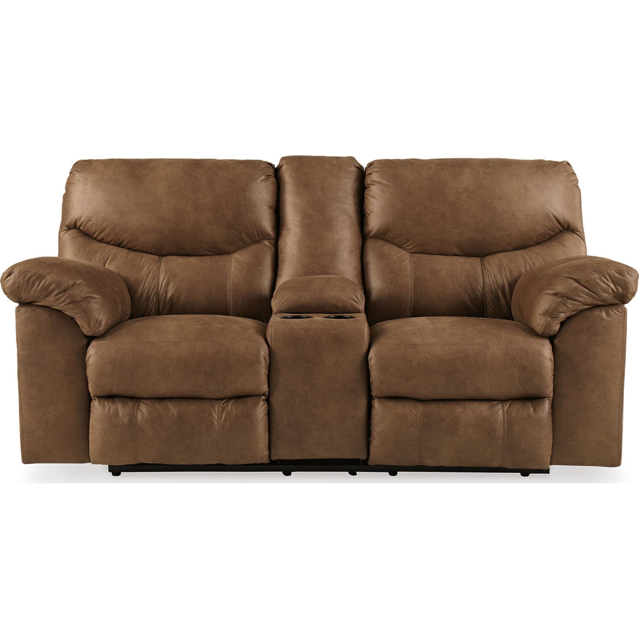 Boxberg Reclining Loveseat with Console - Modern Faux Leather Sofa Bed with Cup Holders and USB Charging Ports - Perfect for Living Room, Home Theater, and Small Spaces