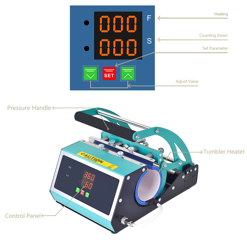 Versatile & Durable Heat Press Machine for Tumbler Sublimation - Compatible with 11oz to 30oz Straight Cups (3.34