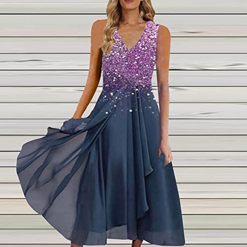 Purple_flowers Print Plus Size Dress for Women
