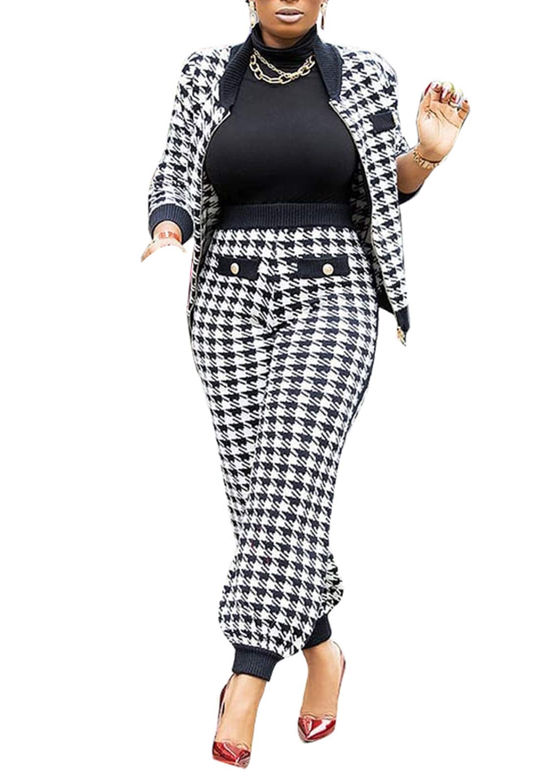 Women's 2-Piece Outfit Set - Long Sleeve Coat & Trousers Casual Tops & Pants for Work, Travel & Everyday Wear