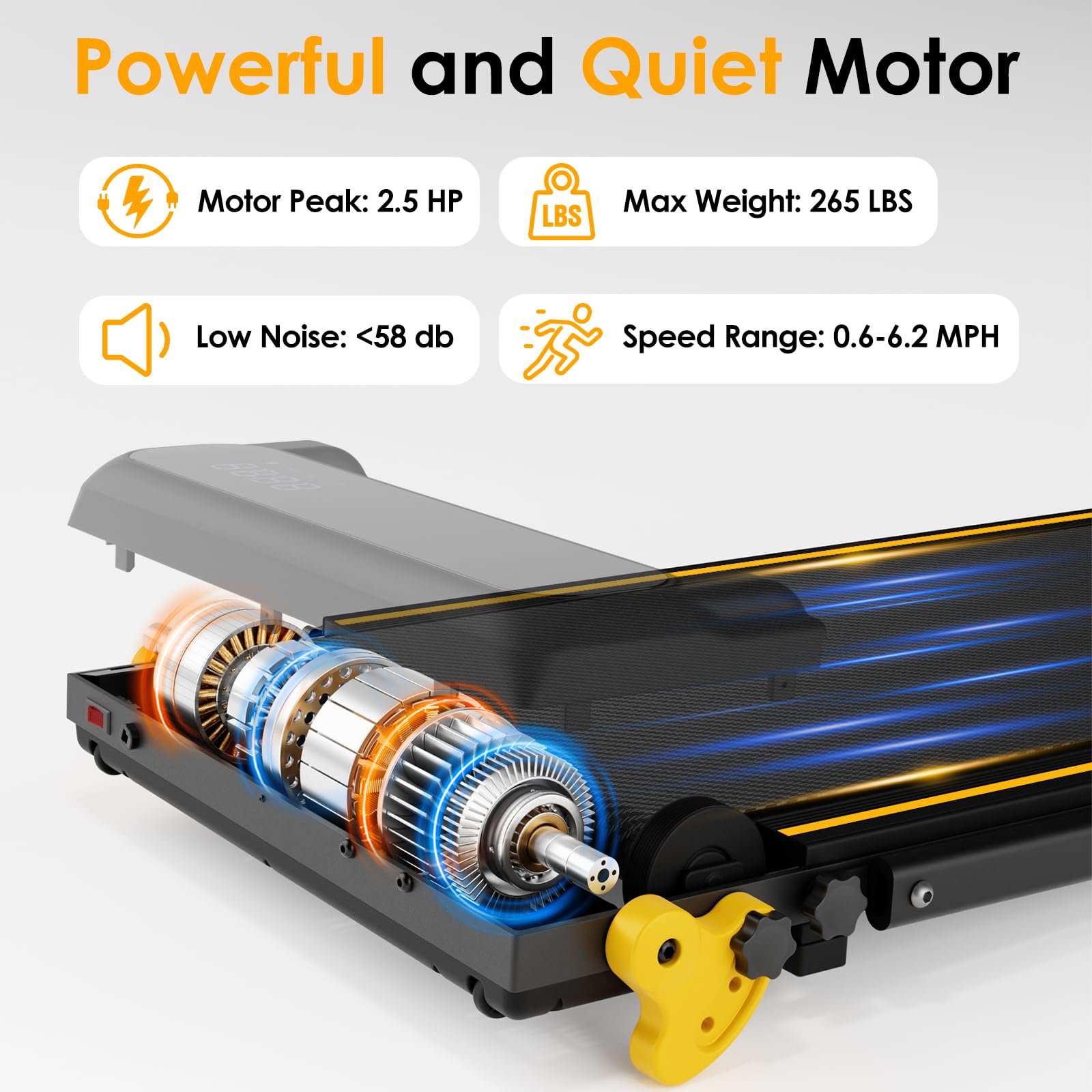 3 in 1 Folding Walking Pad Treadmill with Incline & LED Lights - Under Desk Treadmill for Home Office, Portable Treadmill with Smart APP Control & LED Display - Perfect for Small Spaces, Work from Home & Apartment Workouts
