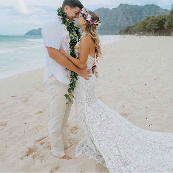 BHLDN Whispers & Echoes Lilac Wedding Gown - Elegant Lace Bridal Dress for Romantic Ceremonies & Evening Receptions