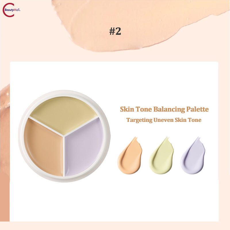 XIXI Flawless Skin Long Lasting 3 Color Concealer Palette - Full Coverage Liquid Makeup for Dark Circles, Blemishes & Acne - Perfect for Everyday Wear & Professional Makeup Artists