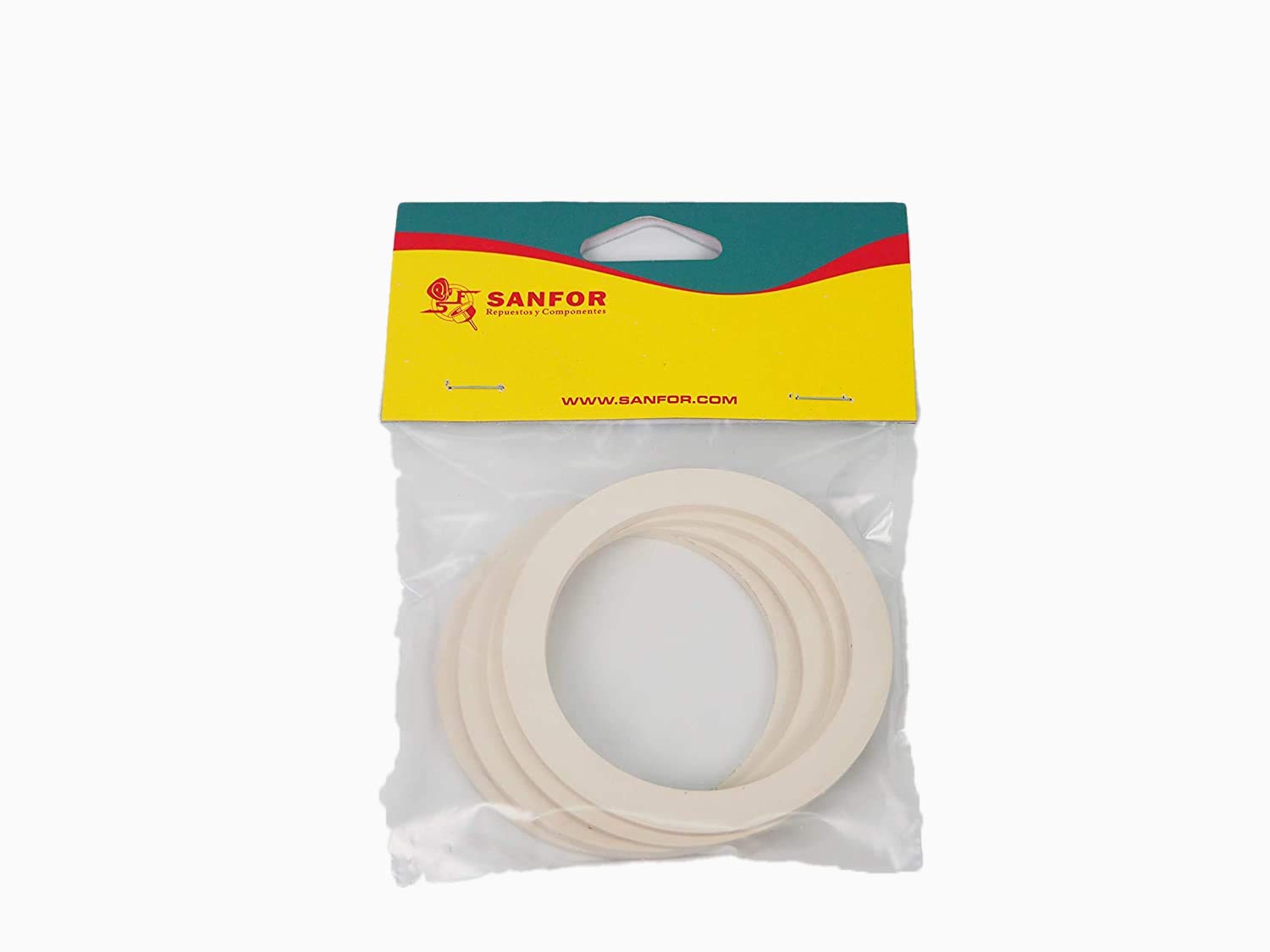4-Pack Sanfor Flat Rubber Gasket Seal for 12-Cup Italian Coffee Makers (9.2 x 7.5 x 0.1 cm) - White | Perfect for Bialetti, Moka Pots & Stovetop Espresso Machines