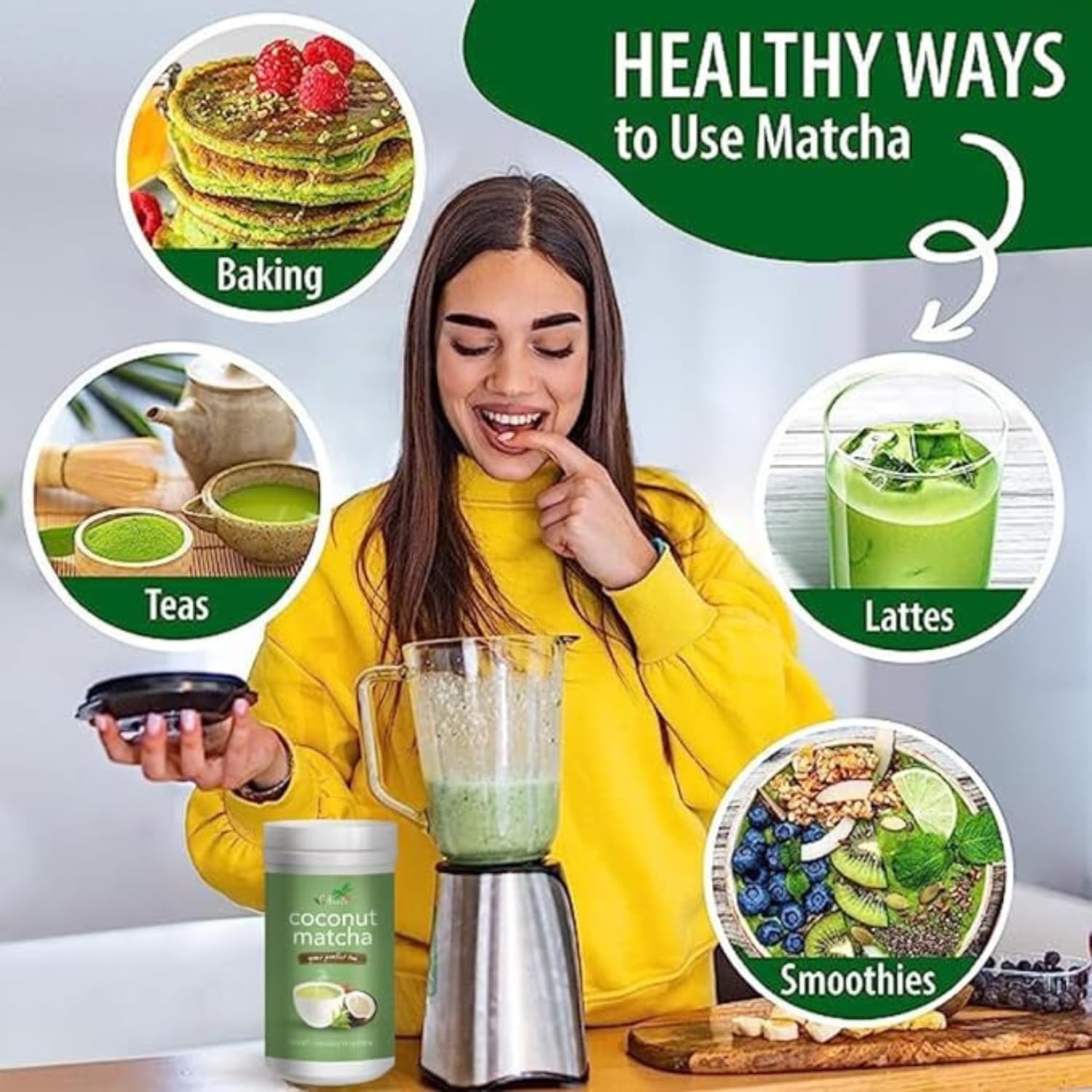 Organic Coconut Matcha Green Tea Latte Mix - Instant Japanese Health Drink Powder for Hot or Iced Tea | Creamy, Sweet & Reduced Sugar | Non-GMO, No Artificial Flavors | 2-Pack | Perfect for Morning Energy, Afternoon Pick-Me-Up or Relaxing Evening Drink