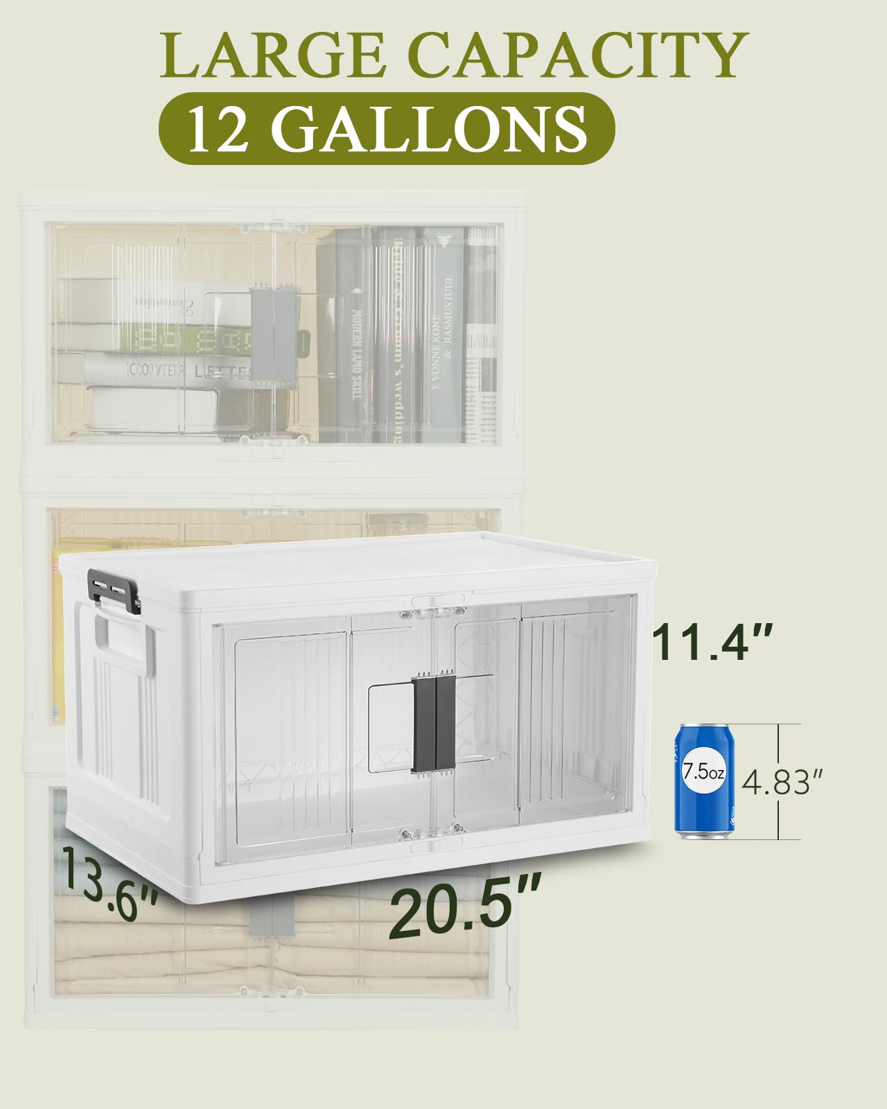 OlarHike 48QT Lockable Storage Bins with Lids - Foldable Plastic Storage Box with Doors & Wheels, Collapsible Organizer for Closet, Stackable Containers for Home & Office, 4-Pack Storage Cubes - Perfect for Organizing Clothes, Toys, and Household Items