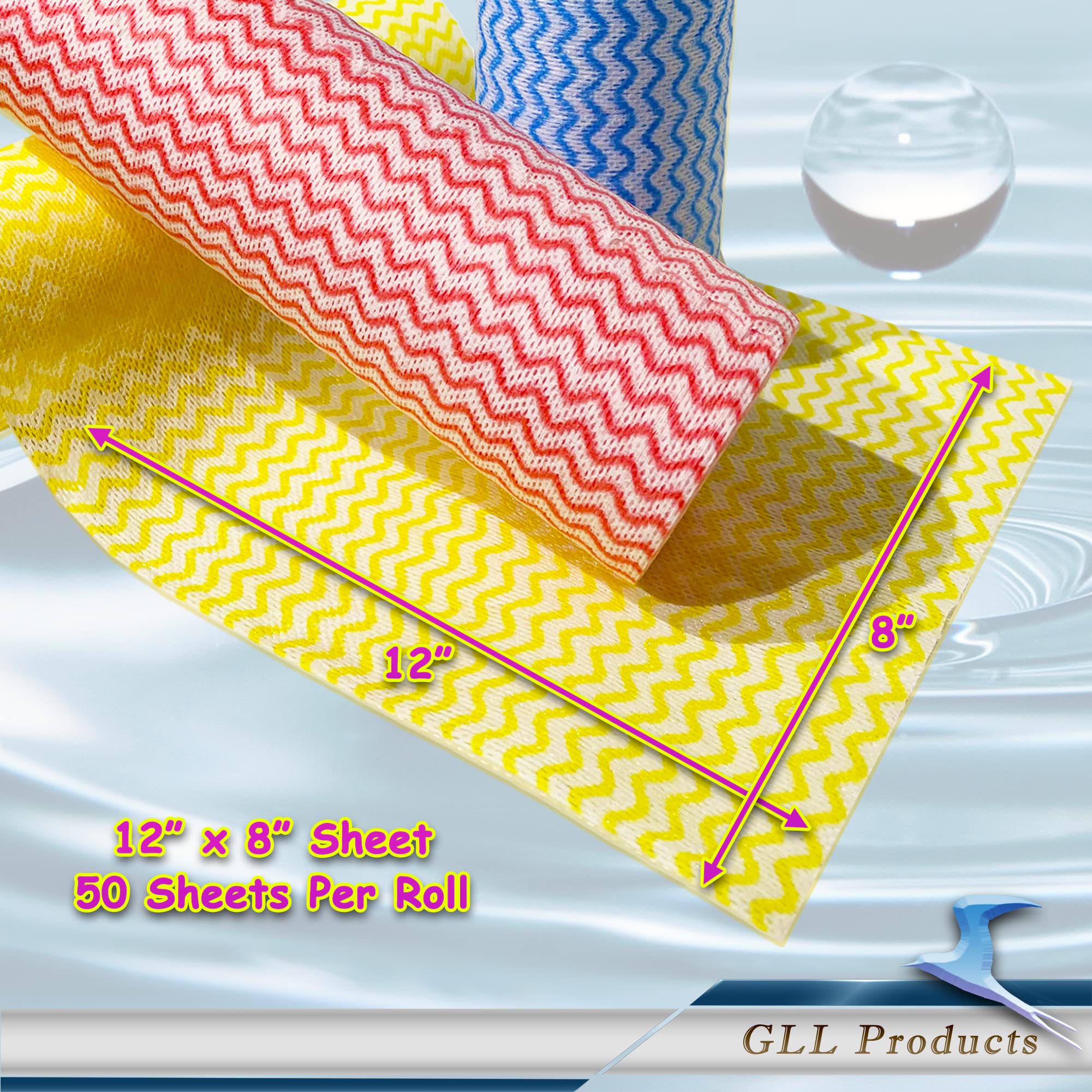 GLL Disposable Cleaning Cloths Roll - 2400 Sheets (48 Rolls) | Multi-Purpose Wipes for Kitchen, Bathroom, Car & Furniture Cleaning | Ideal for Spills, Dusting & Quick Cleanups